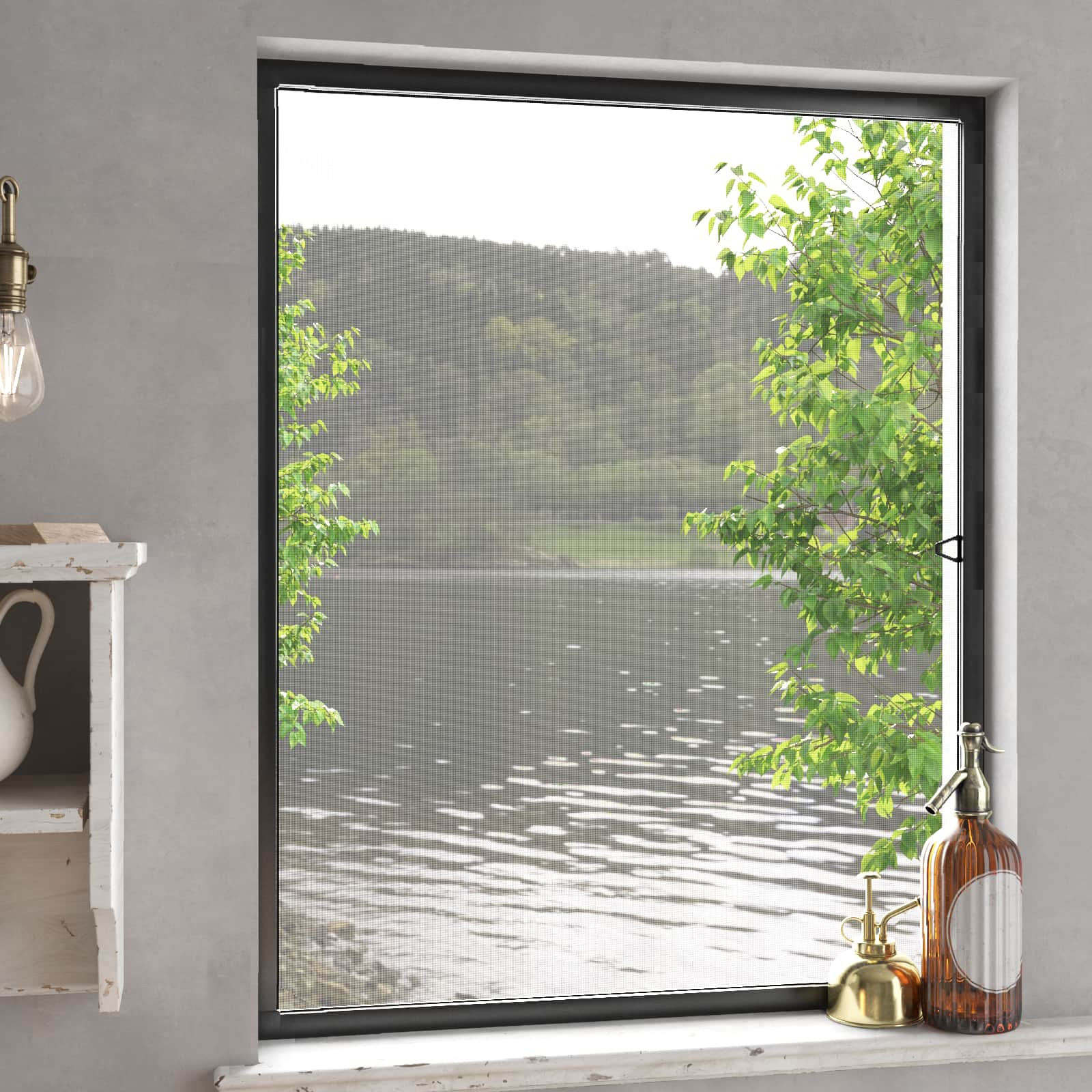 vidaXL Insektenschutz für Fenster Anthrazit 110 x 130 cm