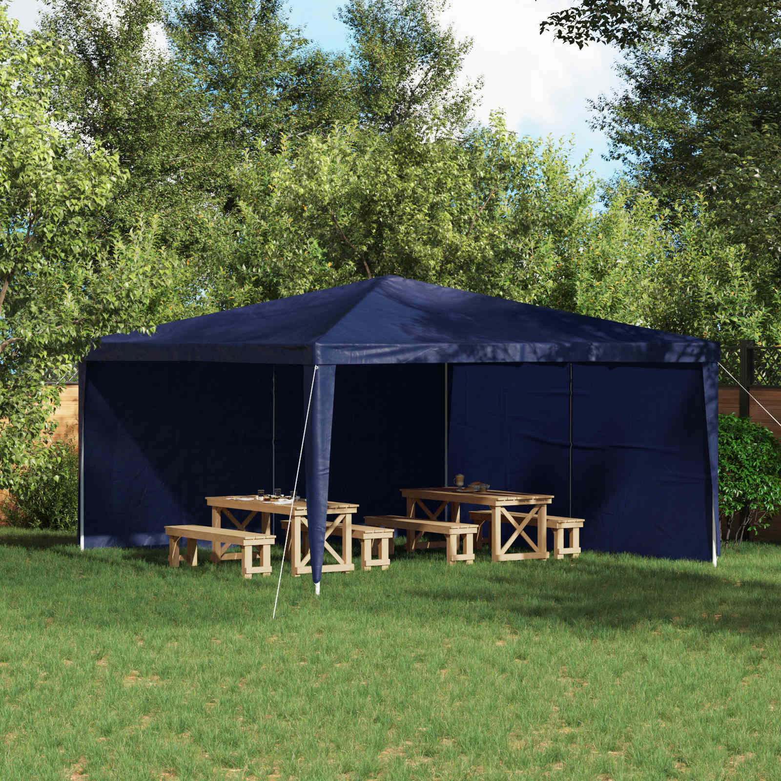vidaXL Party Zelt Seitenteil 2 pcs Blau 400 x 195 cm PE und Stahl