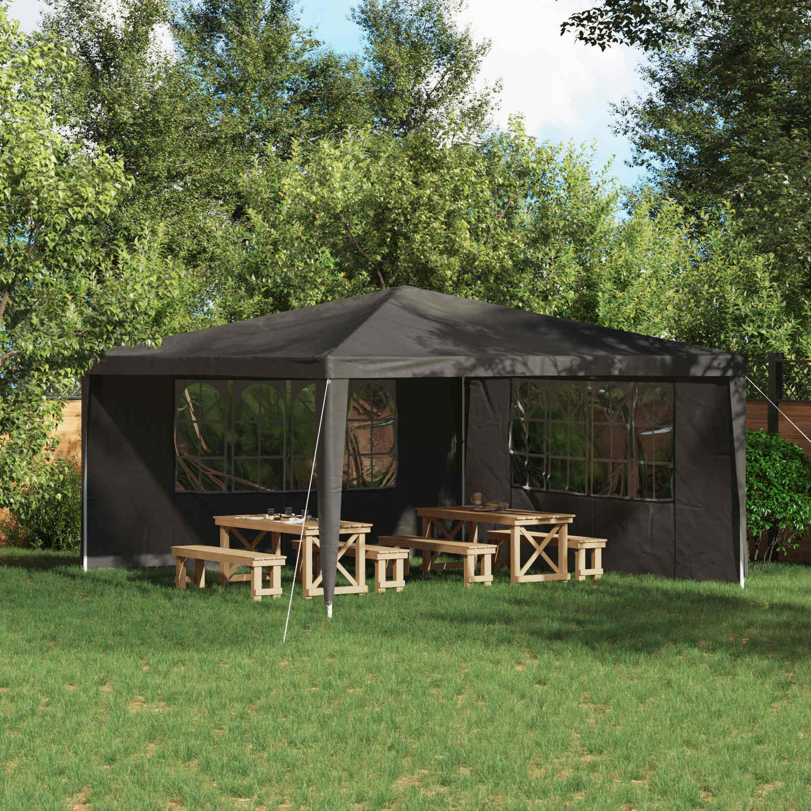 vidaXL Party Zelt Seitenteil 2 pcs 400 x 195 cm Anthrazit PE und Stahl