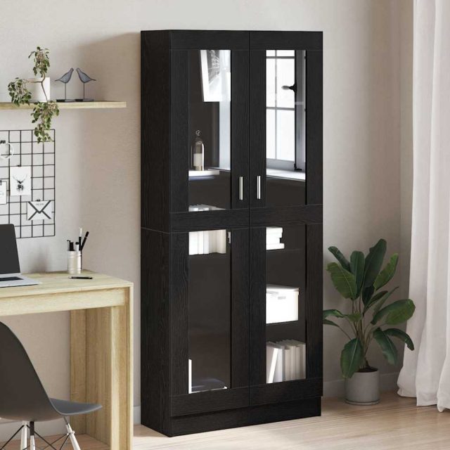 vidaXL Bücherregal Schwarz Eichen-Optik 82,5 x 30,5 x 185 cm