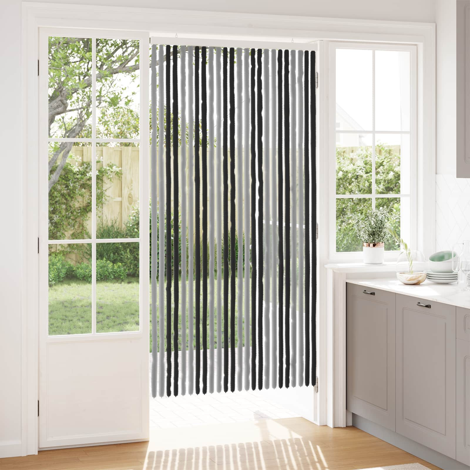 vidaXL Insektenschutzvorhang Chenille Grau und Schwarz 100 x 200 cm