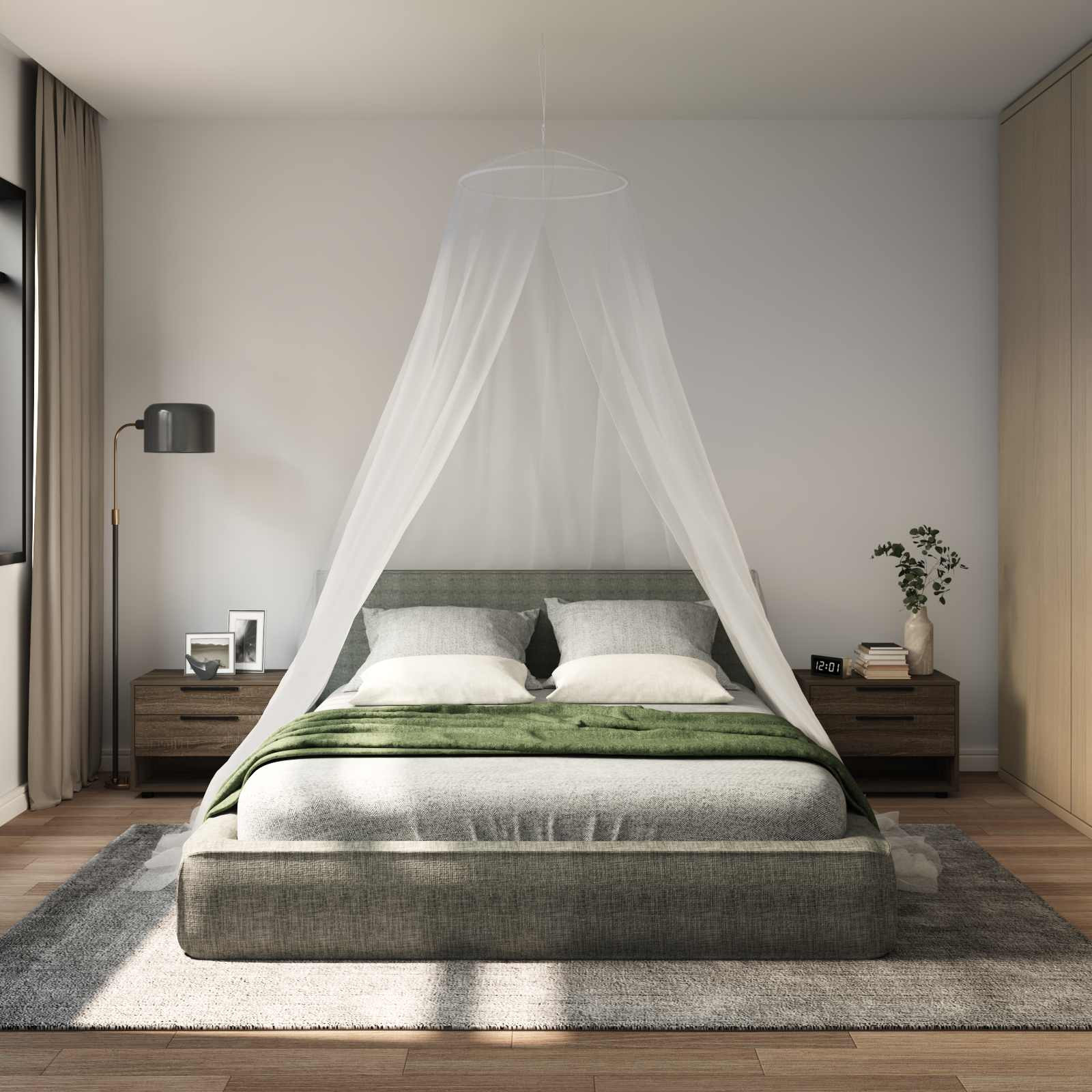 vidaXL Moskito-Netz für das Bett 3 pcs 156 Mesh Weiß ⌀56 x 220 cm