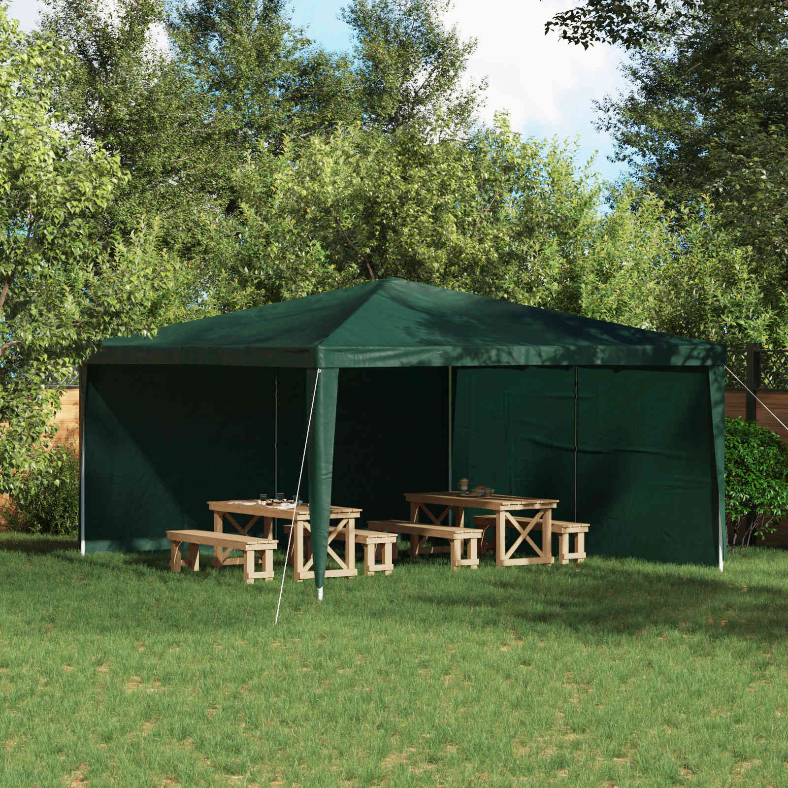 vidaXL Party Zelt Seitenteil 2 pcs Grün 400 x 195 cm PE und Stahl
