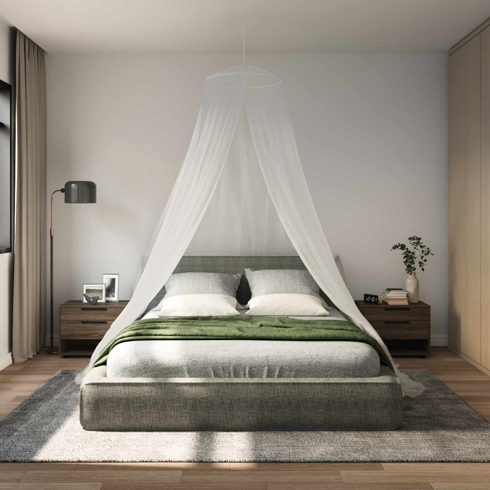 vidaXL Moskito-Netz für das Bett 3 pcs 156 Mesh Weiß ⌀56 x 220 cm
