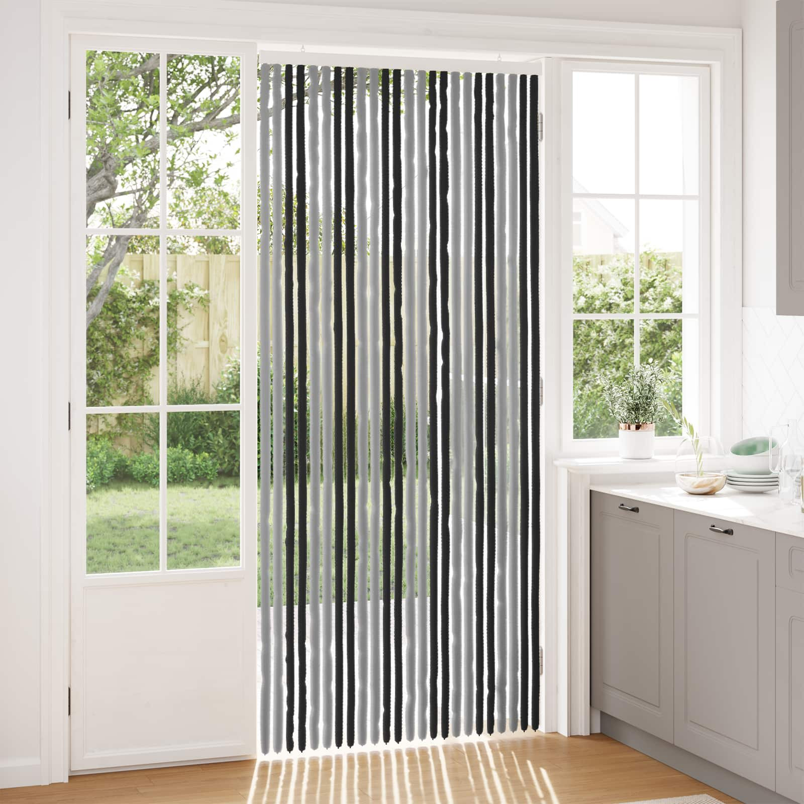 vidaXL Insektenschutzvorhang Chenille Grau und Schwarz 100 x 230 cm
