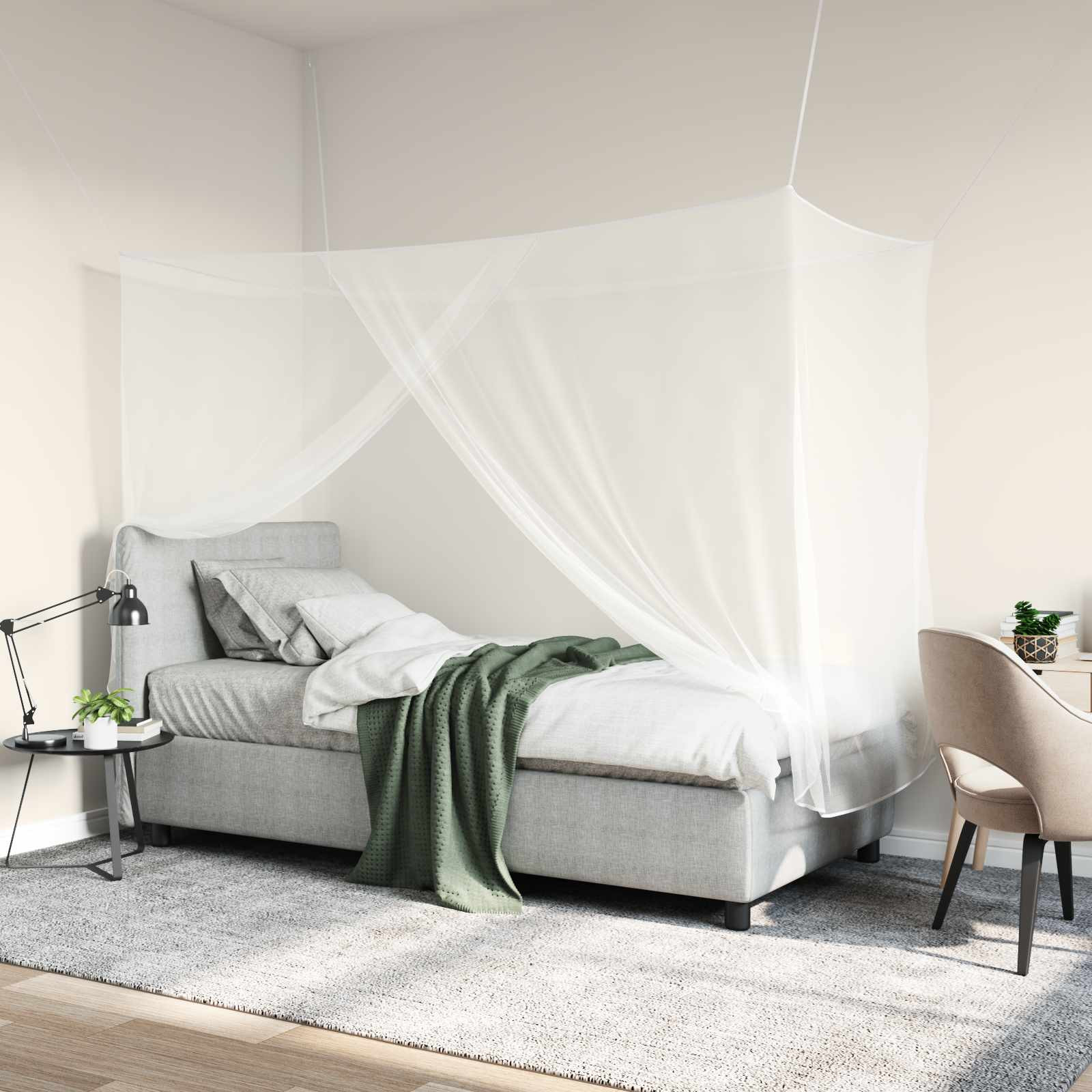 vidaXL Moskito-Netz für Bett 156 Maschen 3 pcs Weiß Polyester