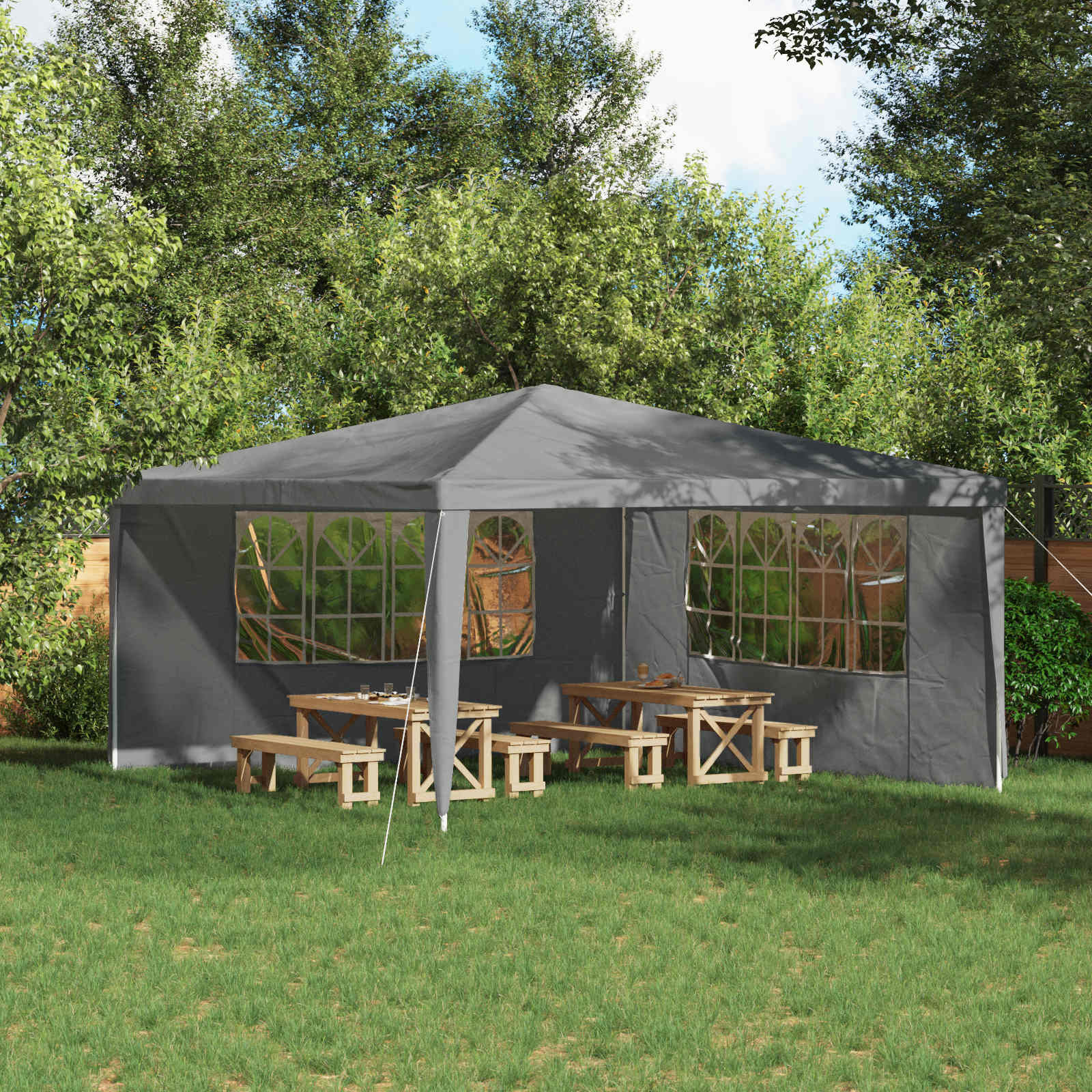 vidaXL Party Zelt Seitenteil 2 pcs 400 x 195 cm Hellgrau PE und Stahl
