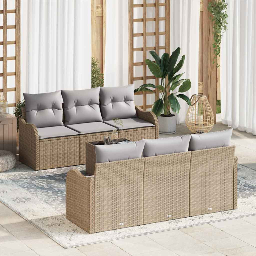 vidaXL Gartensofa-set Beige 55 x 55 x 37 cm Poly-Rattan