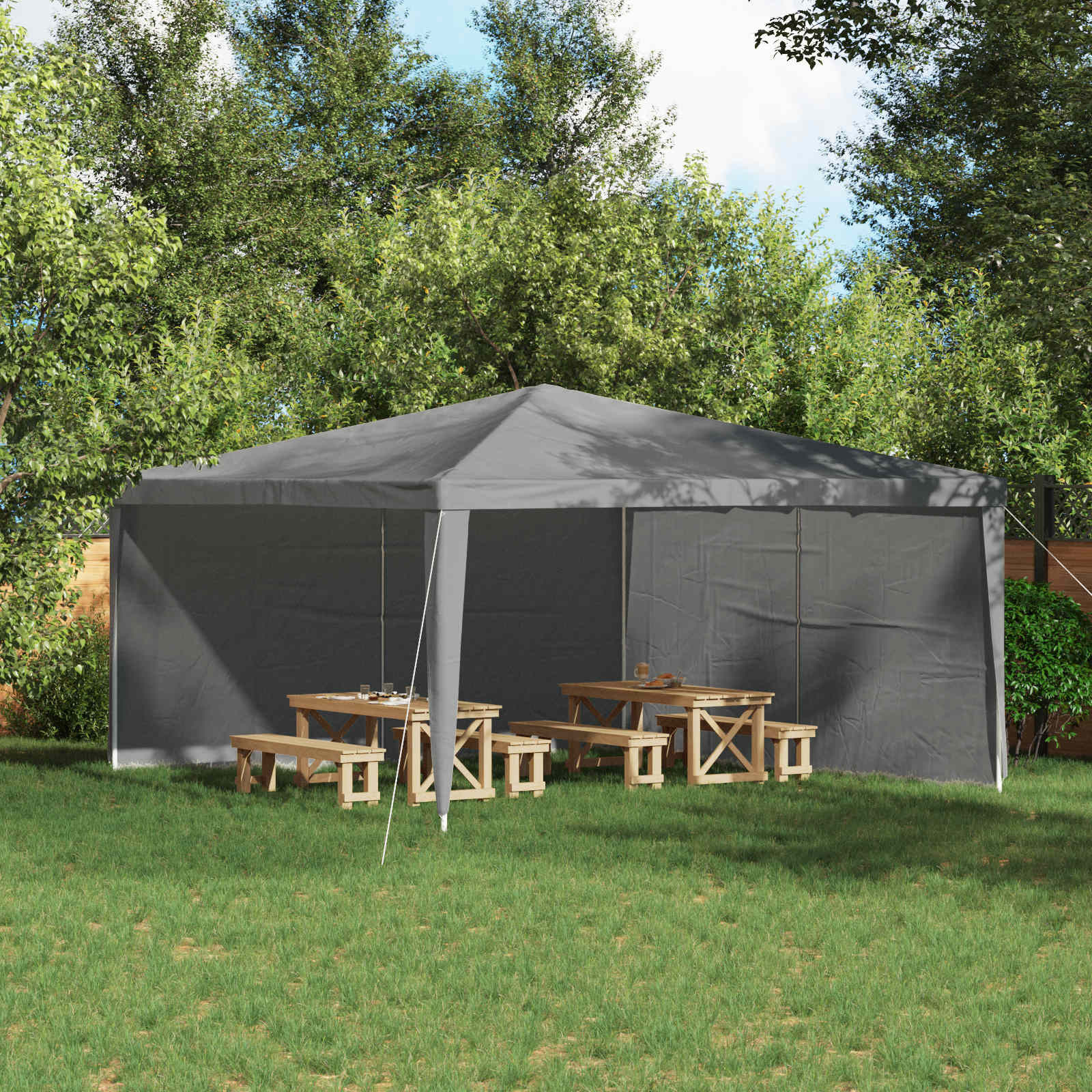 vidaXL Party Zelt Seitenteil 2 pcs Hellgrau 400 x 195 cm PE und Stahl