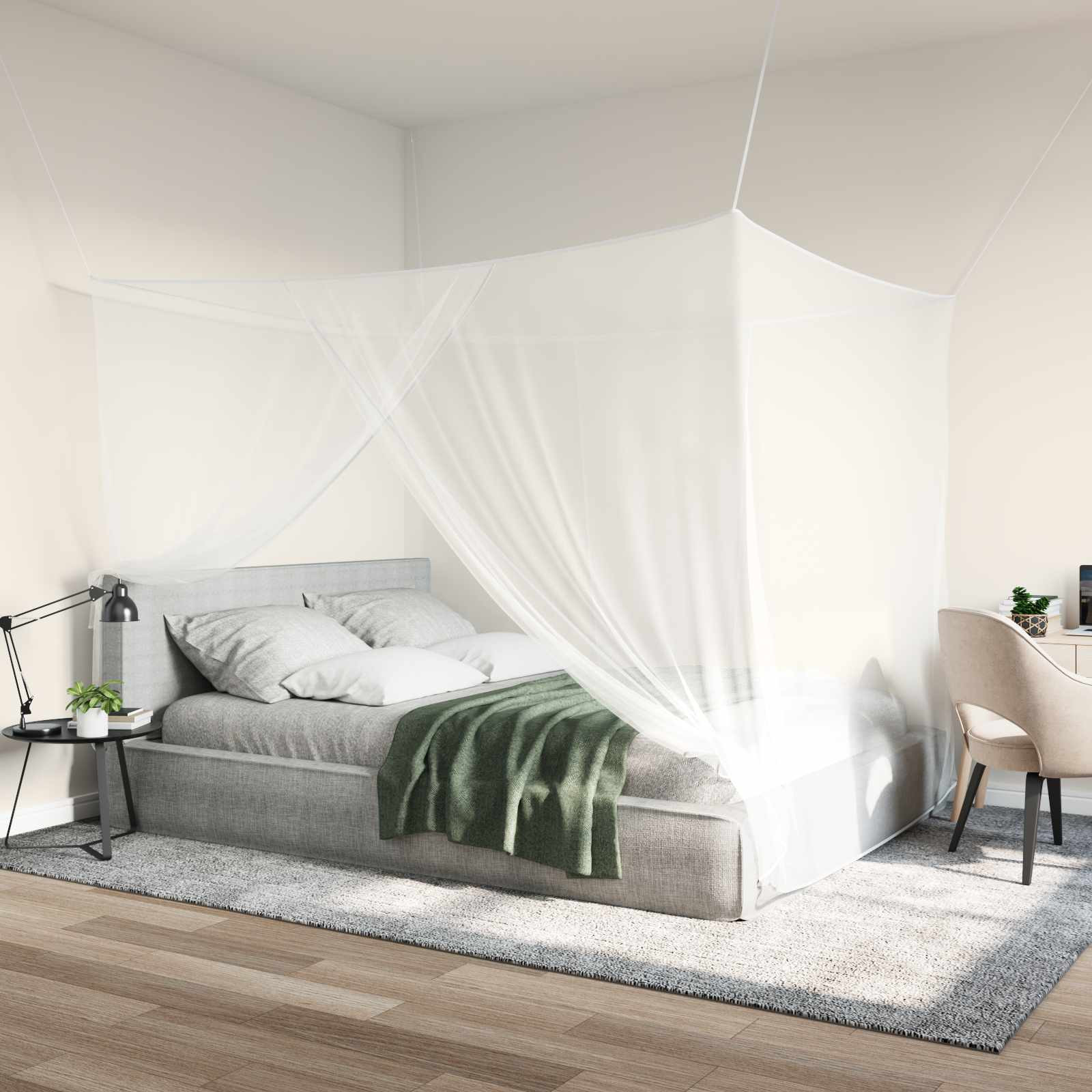 vidaXL Moskito-Netz für Bett 156 Maschen 3 pcs Weiß Polyester