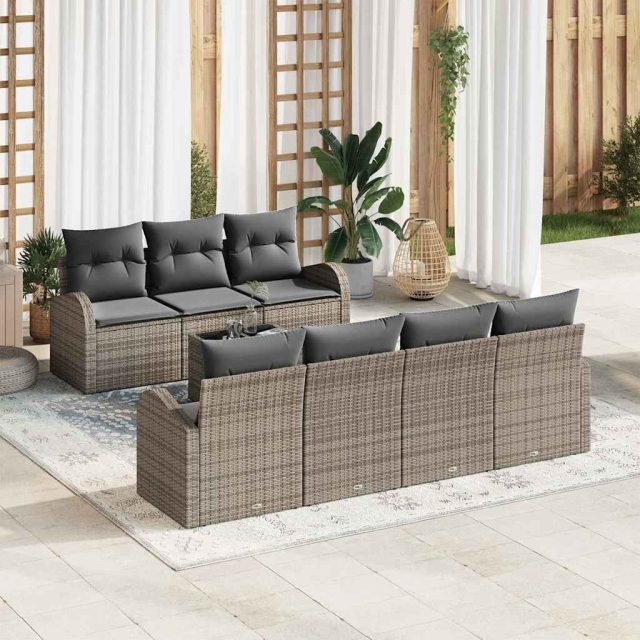 vidaXL Gartensofa-set Grau 55 x 55 x 37 cm Poly-Rattan