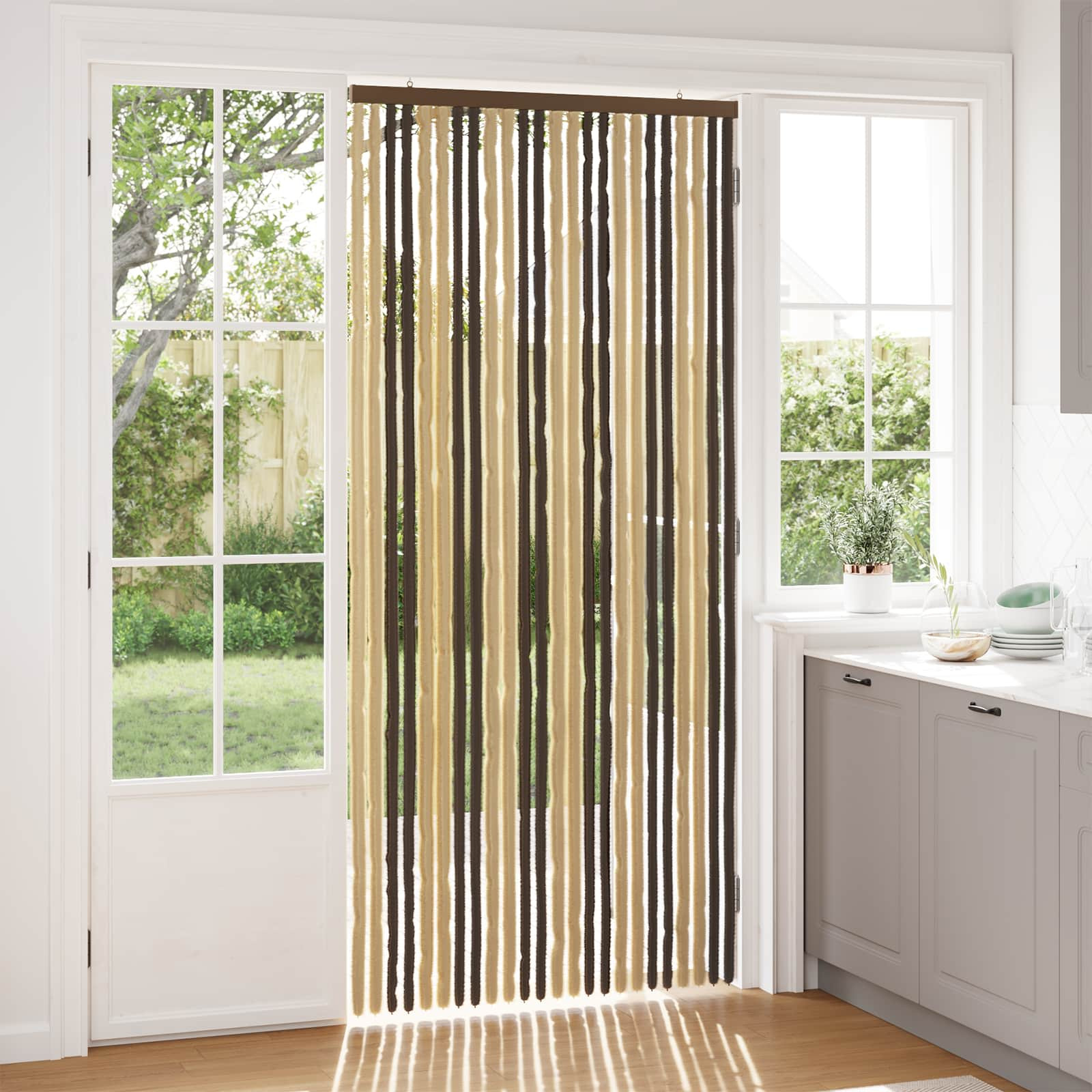 vidaXL Insektenschutzvorhang Chenille Dunkelbraun und Beige
