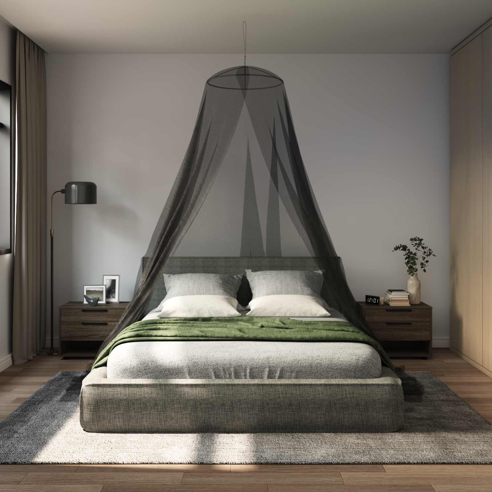 vidaXL Moskito-Netz für das Bett 156 Mesh Schwarz ⌀56 x 220 cm