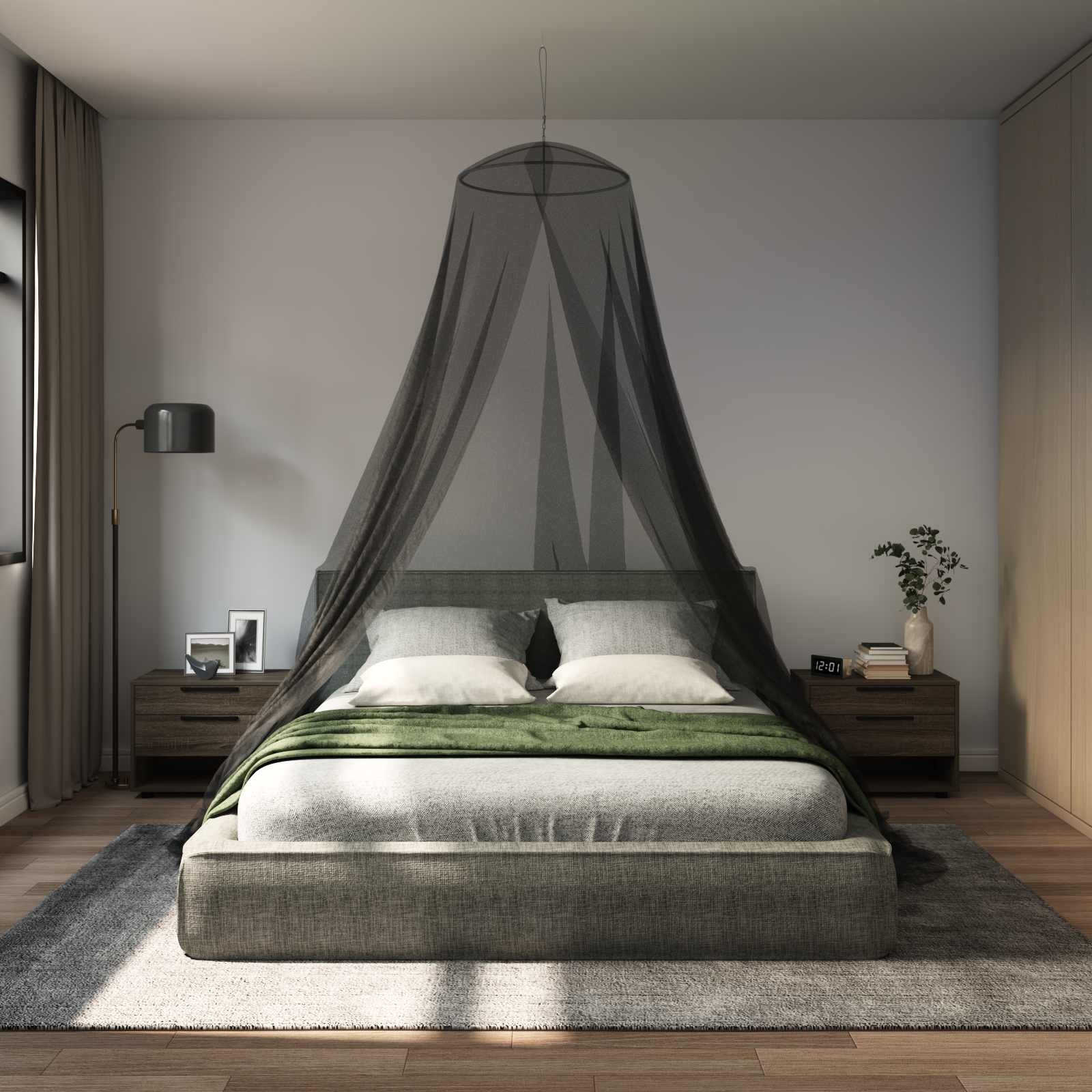 vidaXL Moskito-Netz für das Bett 156 Mesh Schwarz ⌀56 x 220 cm