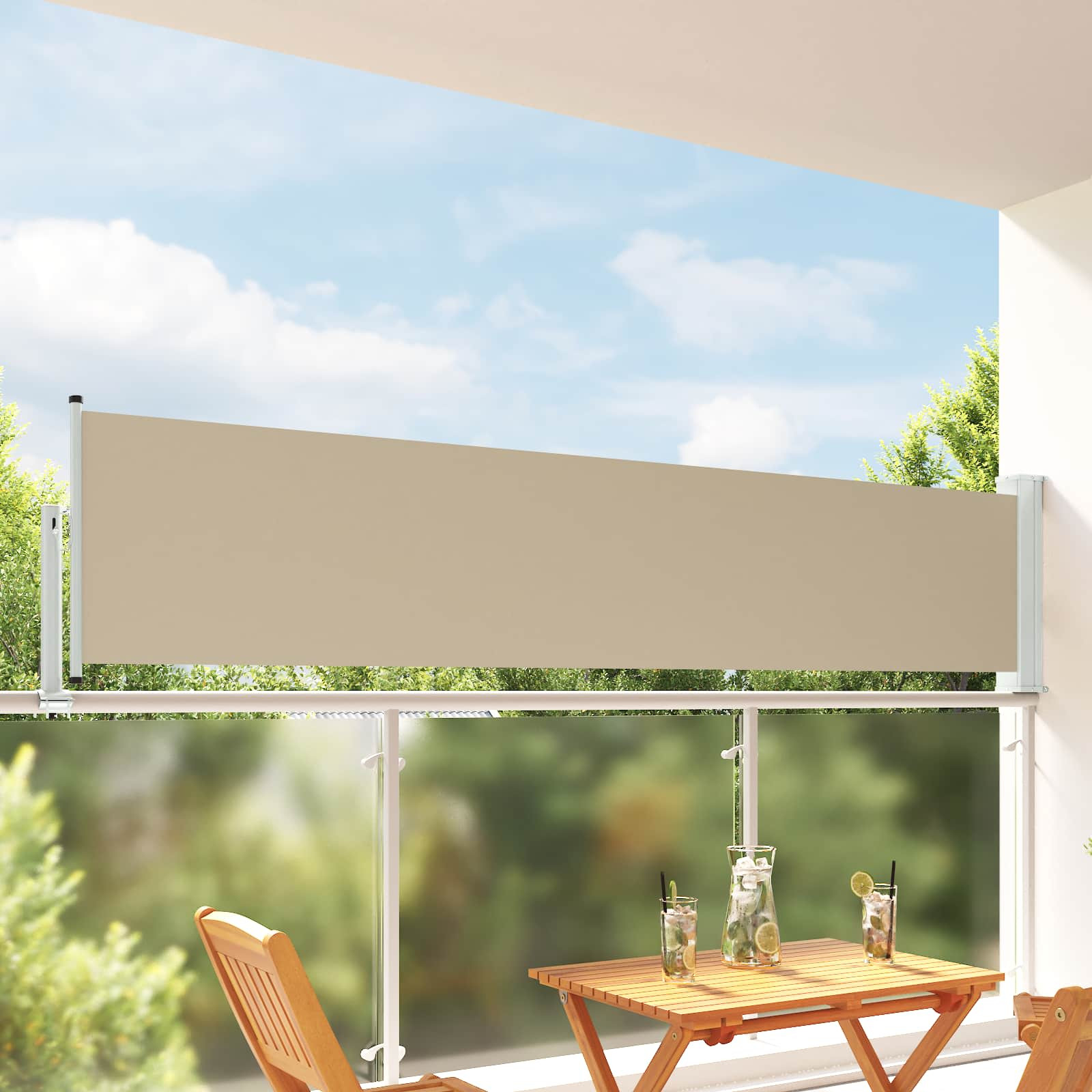 vidaXL Seitenmarkise 80 x 300 cm 100% Polyester Eisen Stahl