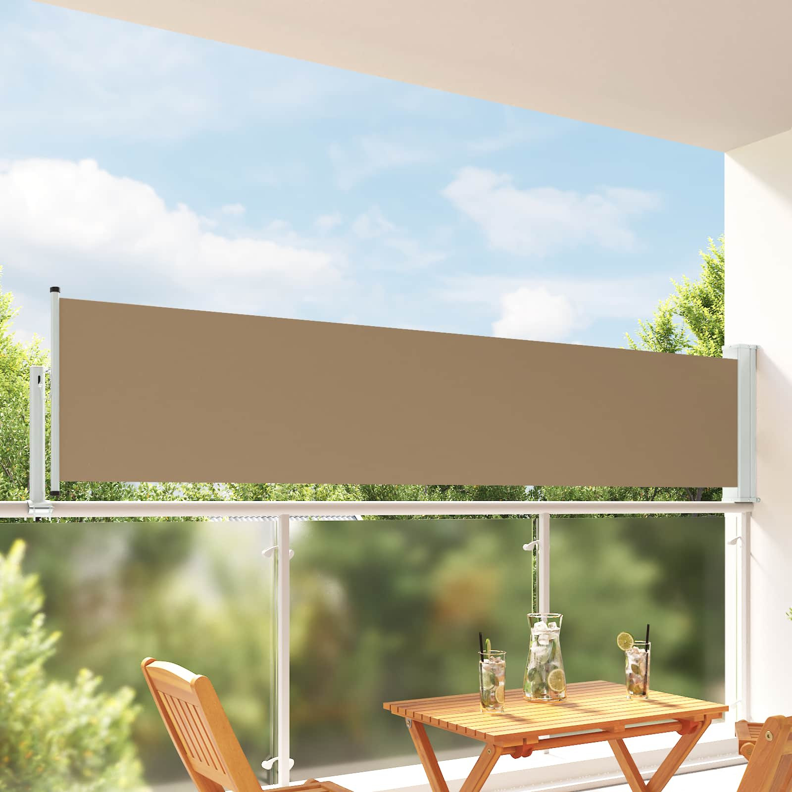 vidaXL Seitenmarkise 80 x 300 cm 100% Polyester Eisen Stahl