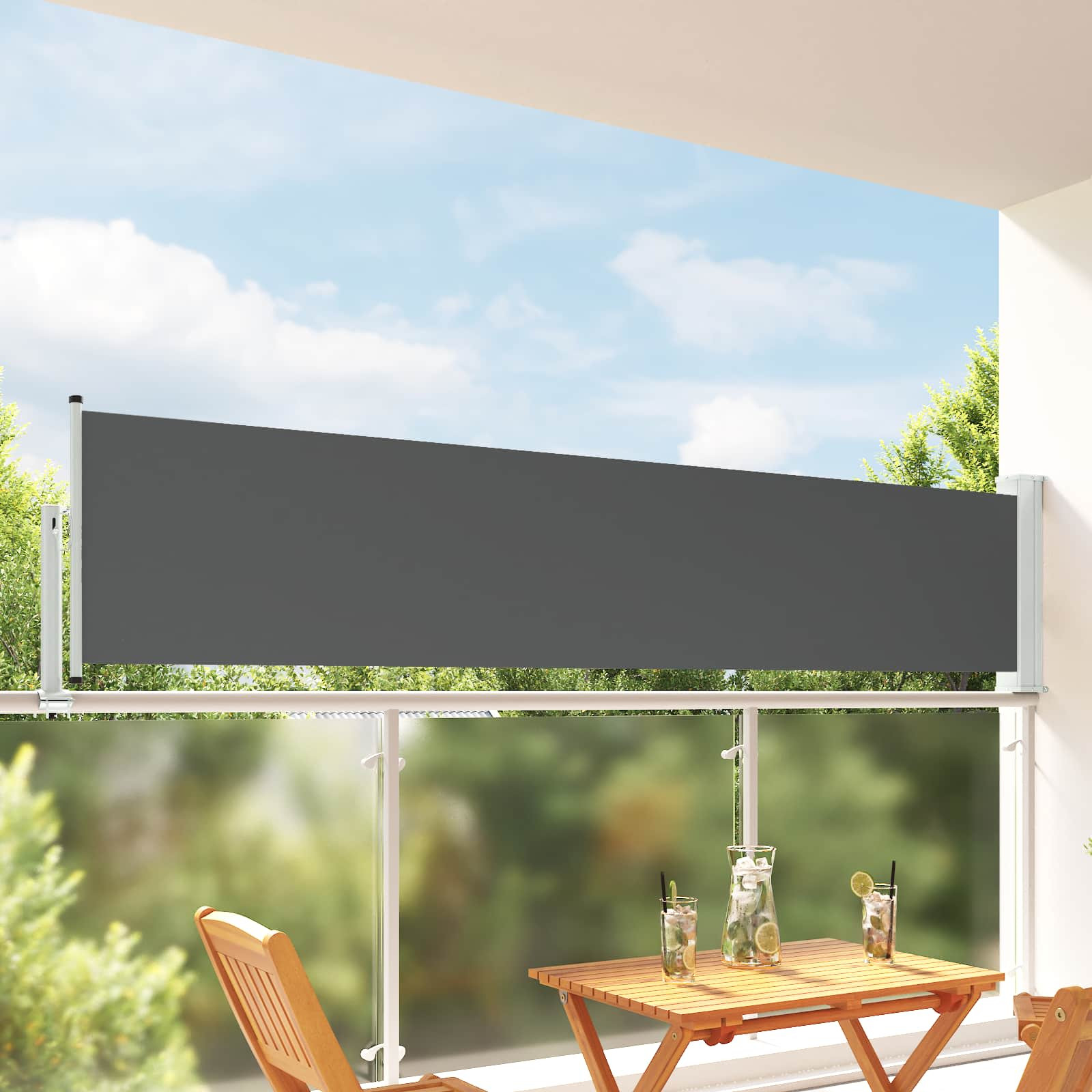 vidaXL Seitenmarkise 80 x 300 cm 100% Polyester Eisen Stahl