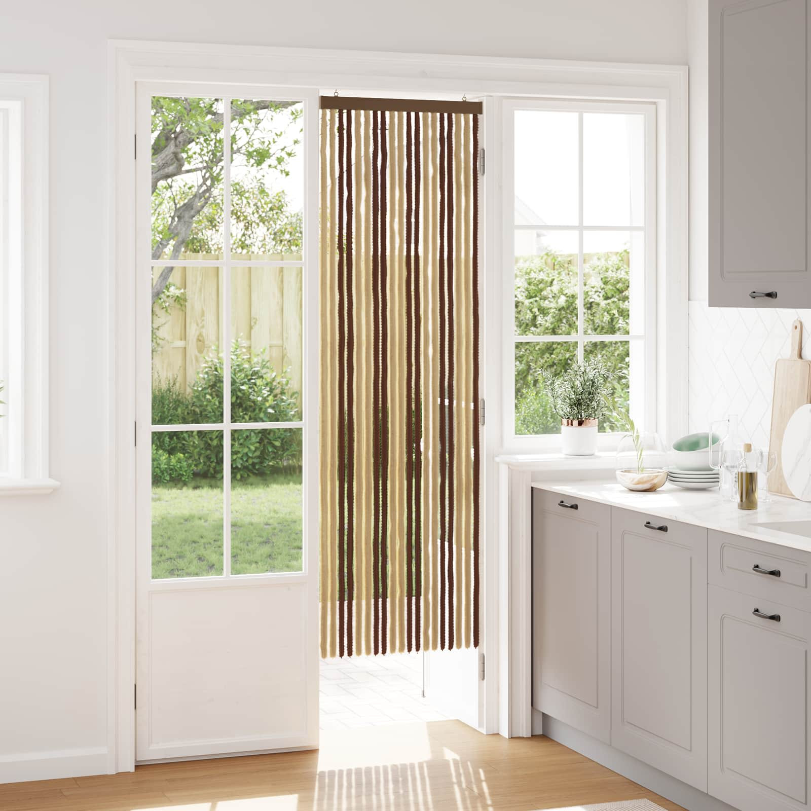 vidaXL Insektenschutzvorhang Chenille Braun und Beige 56 x 185 cm
