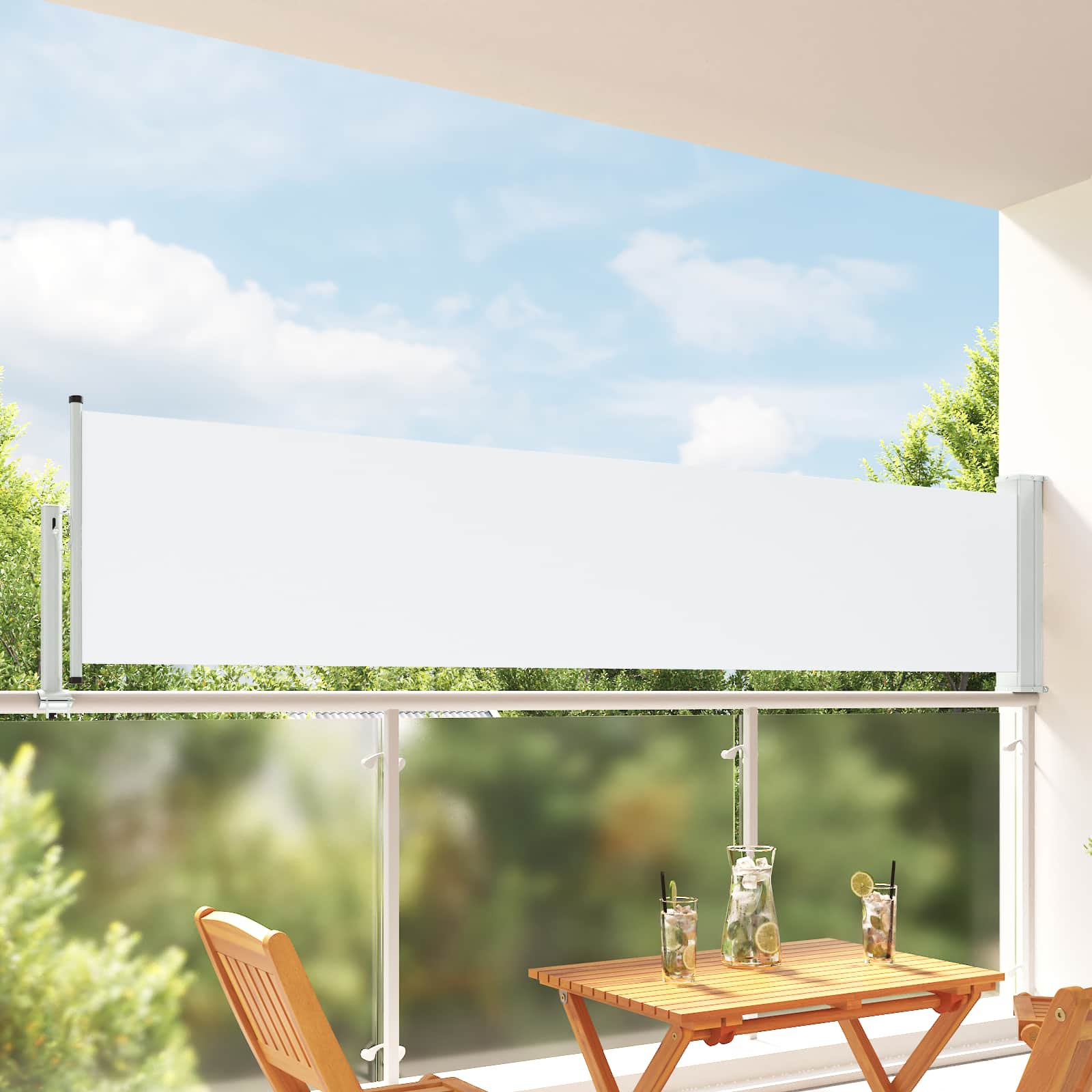 vidaXL Seitenmarkise 100 x 300 cm 100% Polyester Eisen Stahl