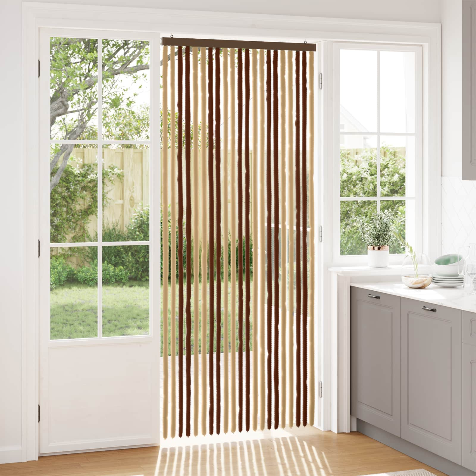 vidaXL Insektenschutzvorhang Chenille Braun und Beige 90 x 220 cm