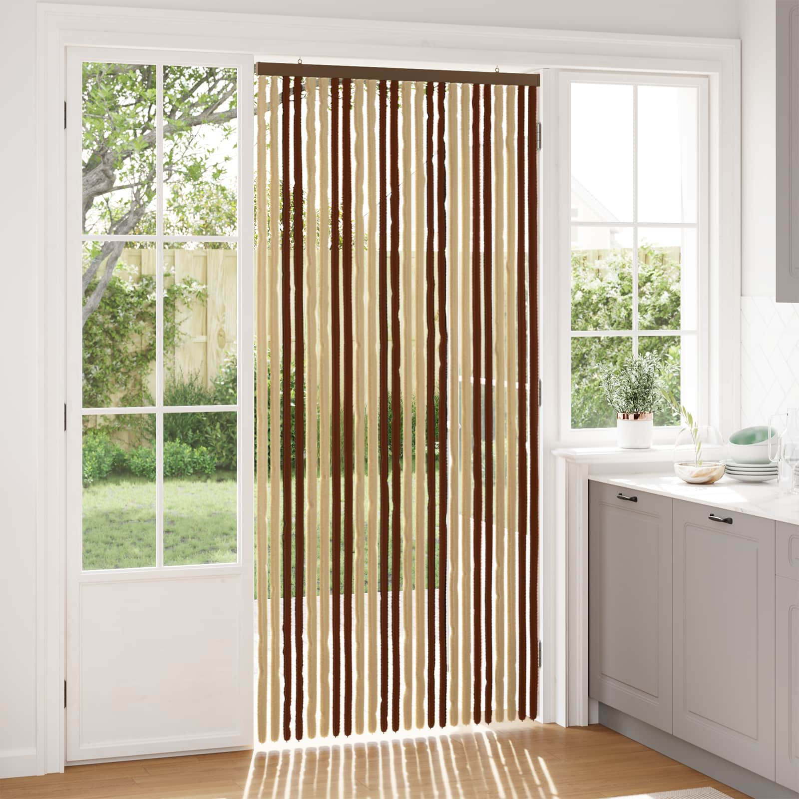 vidaXL Insektenschutzvorhang Chenille Braun und Beige 100 x 220 cm