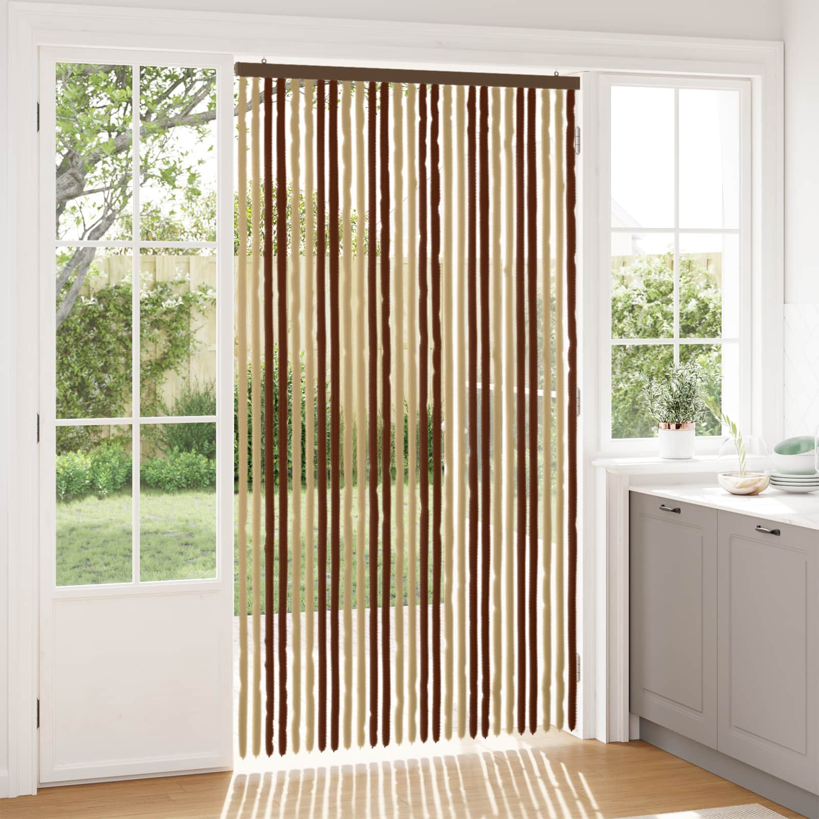 vidaXL Insektenschutzvorhang Chenille Braun und Beige 118 x 220 cm