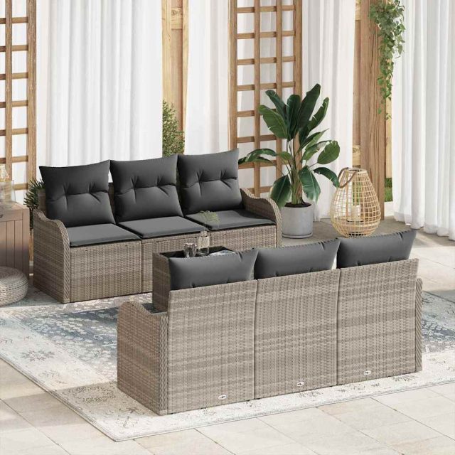 vidaXL Gartensofa-set Hellgrau 55 x 55 x 37 cm Poly-Rattan