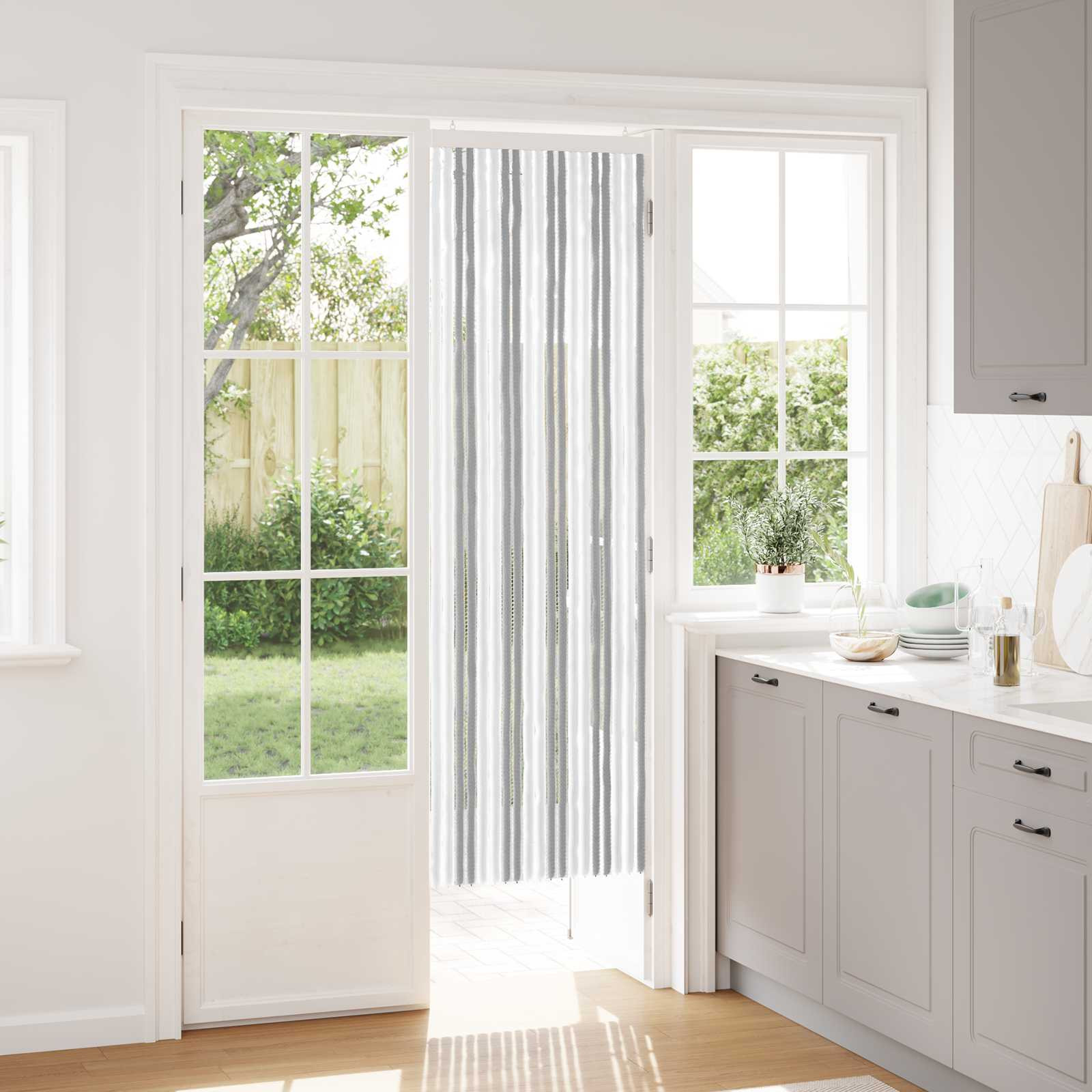 vidaXL Insektenschutzvorhang Chenille Grau und Weiß 56 x 185 cm