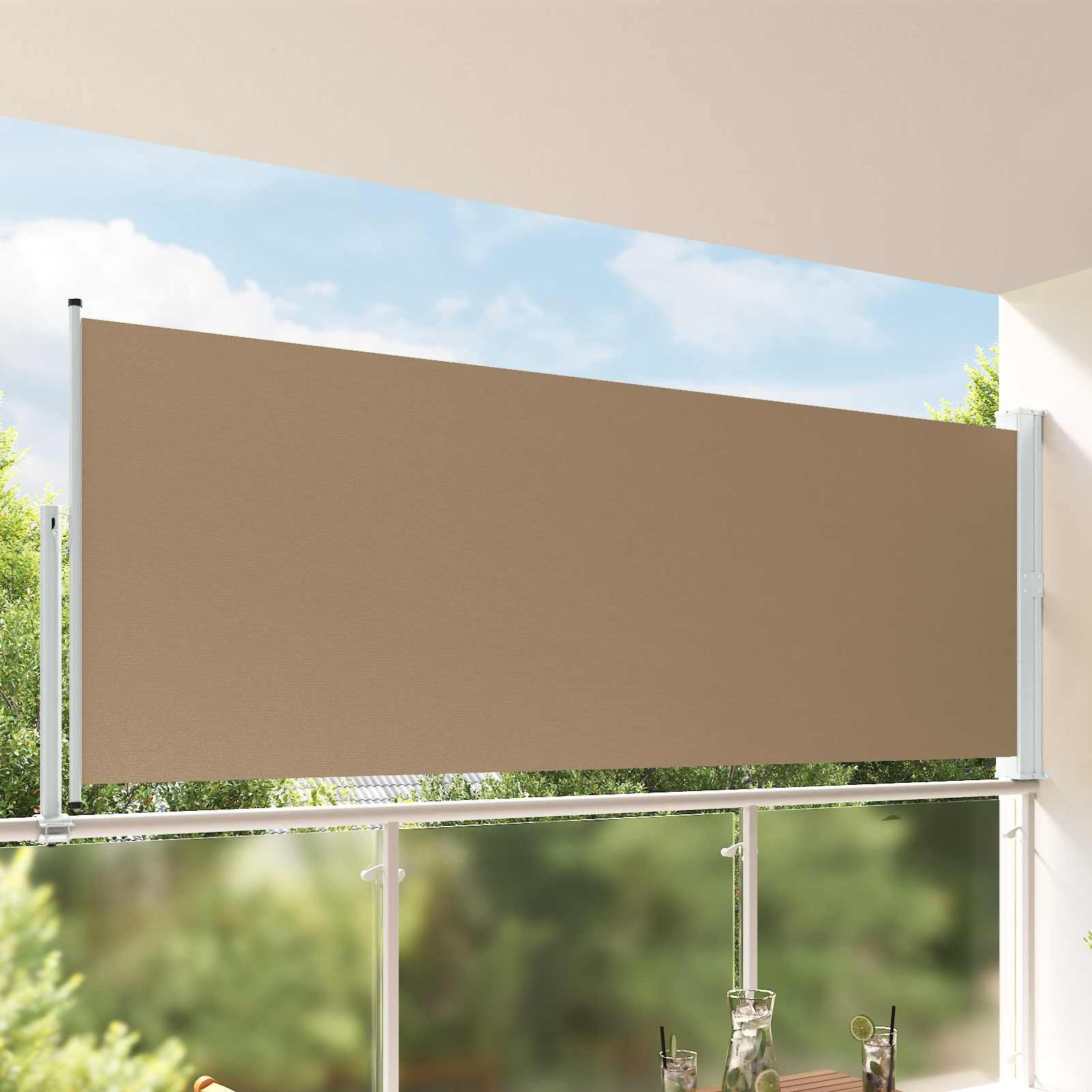 vidaXL Seitenmarkise 140 x 300 cm 100% Polyester Eisen Stahl