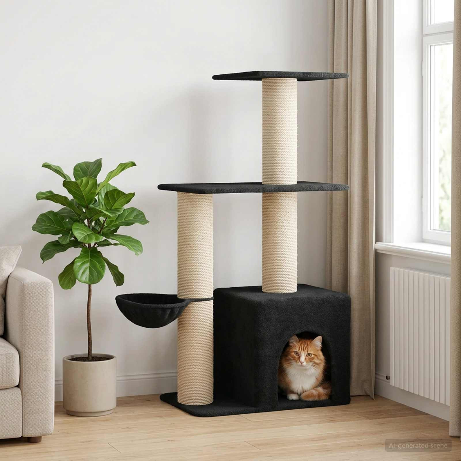 vidaXL Katzennbaum mit Sisal-Kratzsäulen Dunkelgrau 133 cm