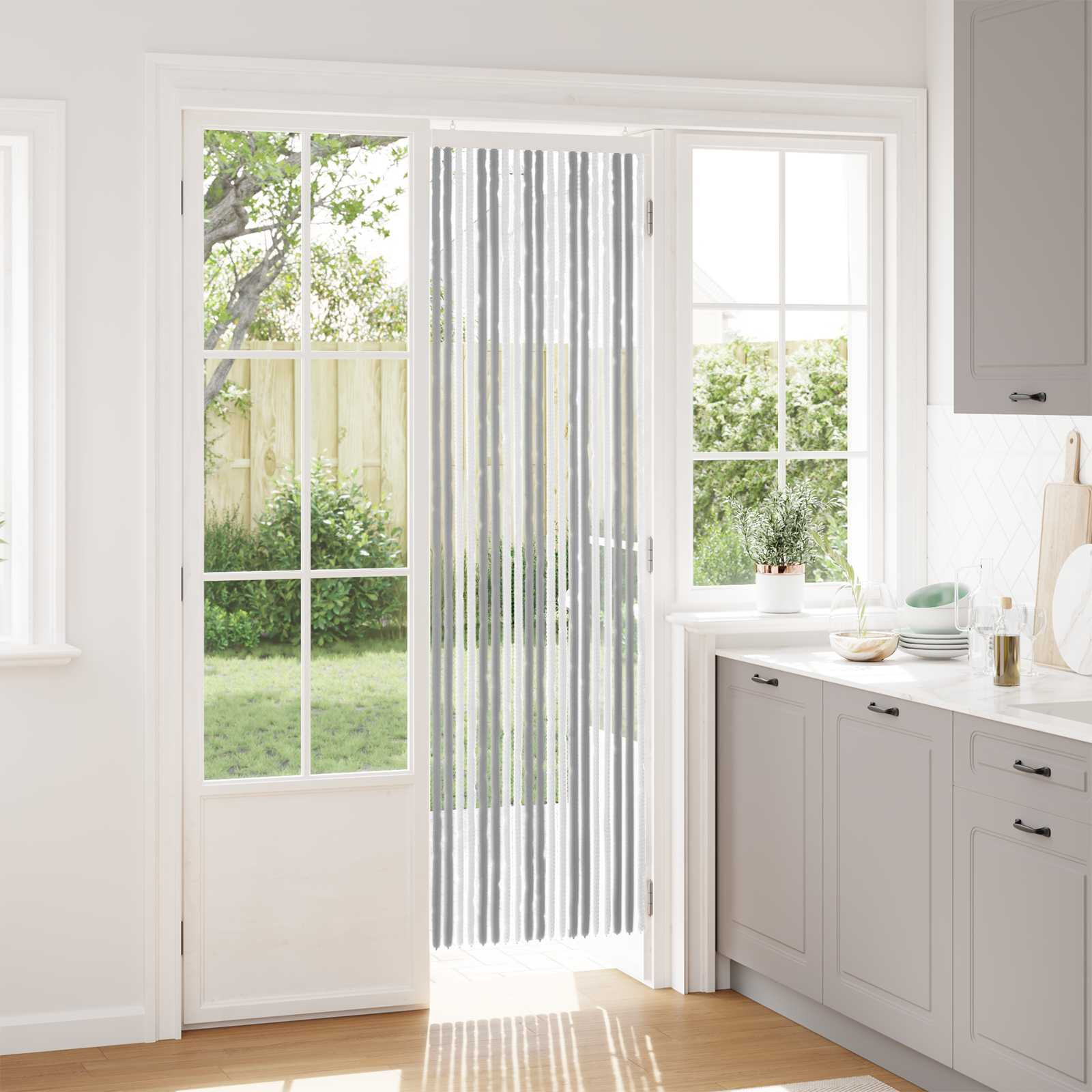 vidaXL Insektenschutzvorhang Chenille Grau und Weiß 56 x 200 cm