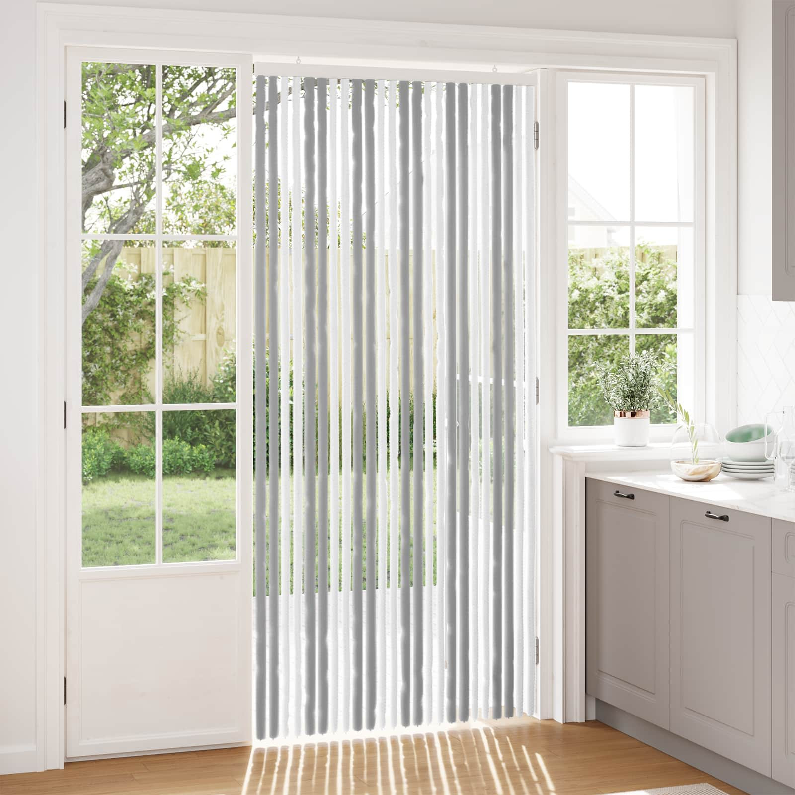 vidaXL Insektenschutzvorhang Chenille Grau und Weiß 100 x 220 cm
