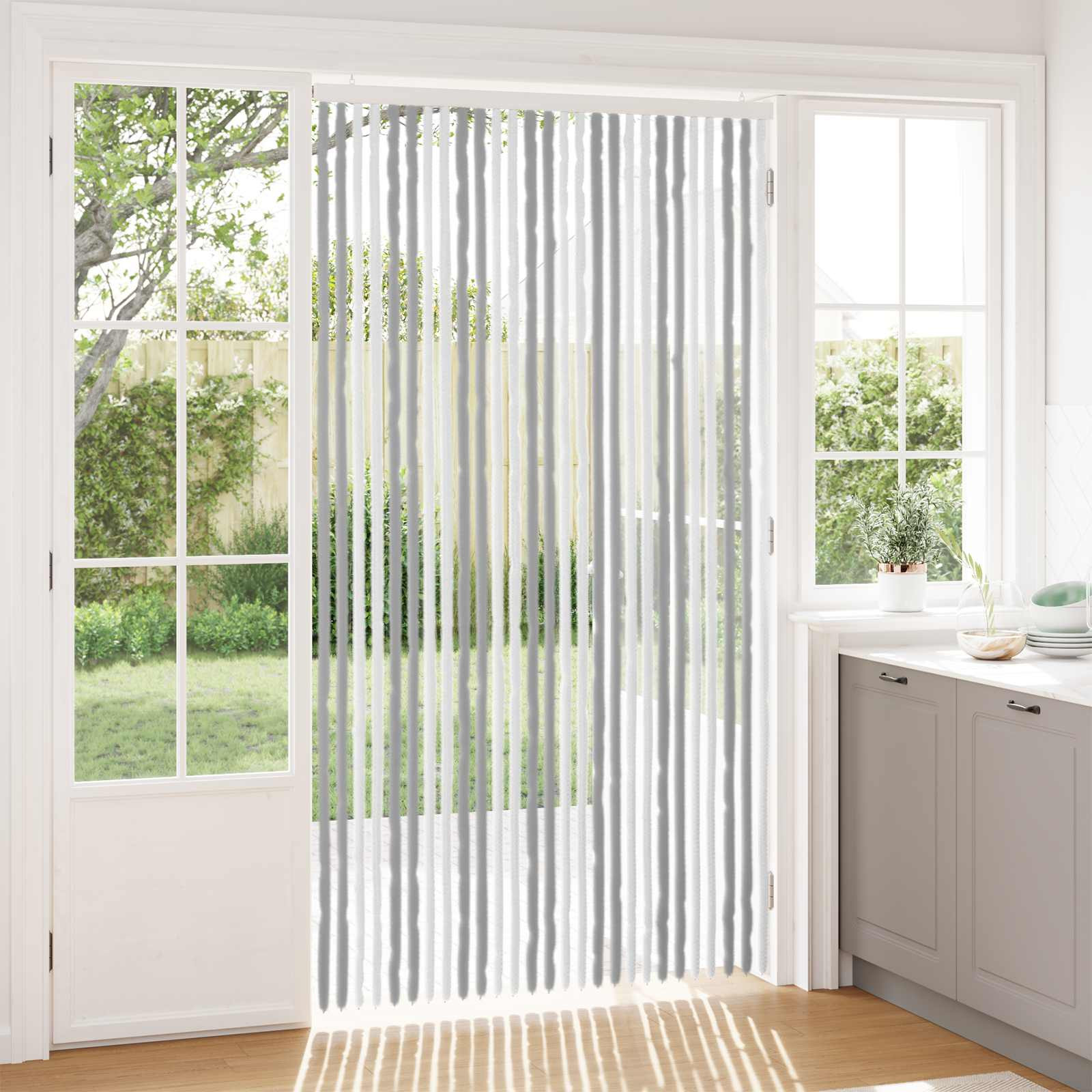 vidaXL Insektenschutzvorhang Chenille Grau und Weiß 118 x 220 cm