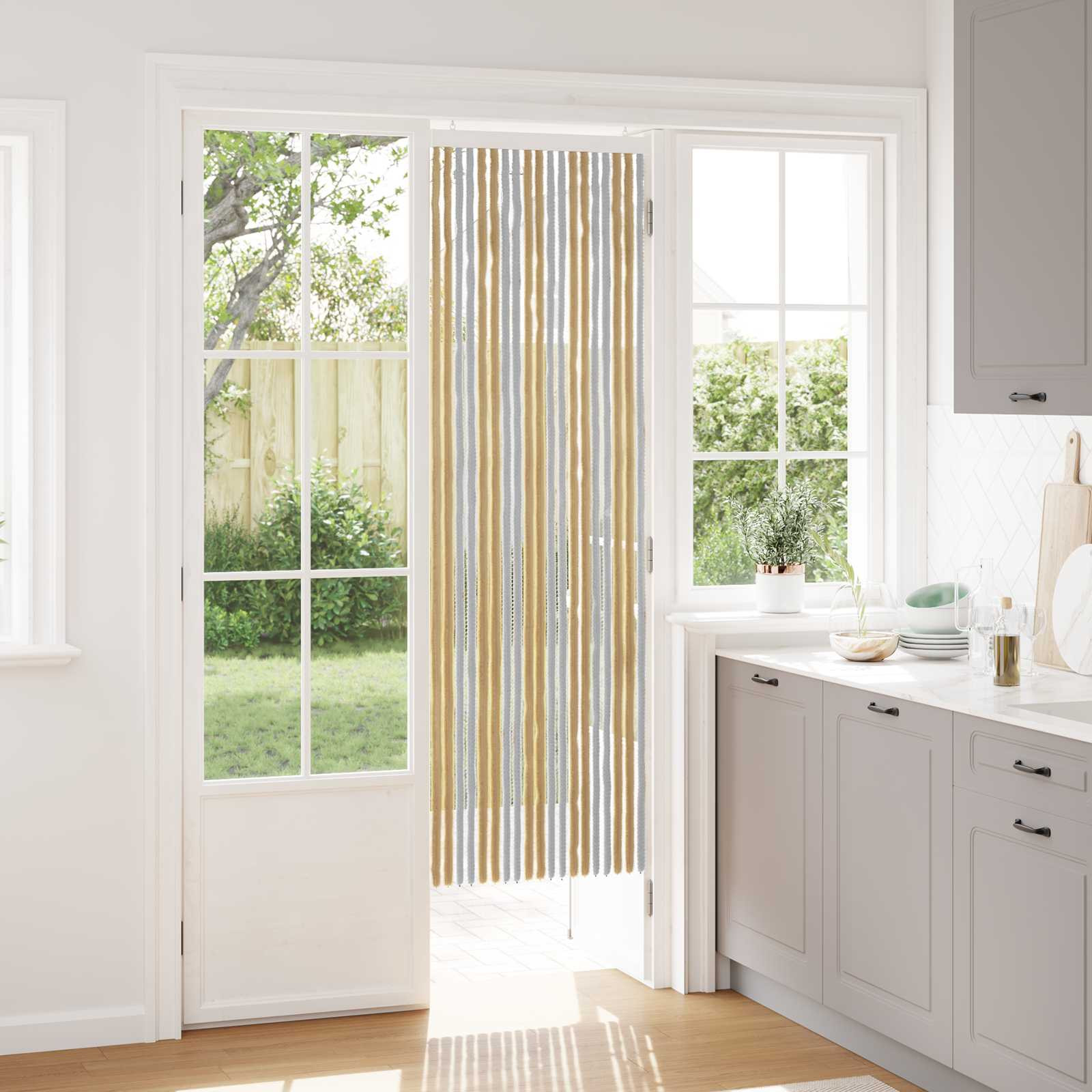 vidaXL Insektenschutzvorhang Chenille Grau und Beige 56 x 185 cm