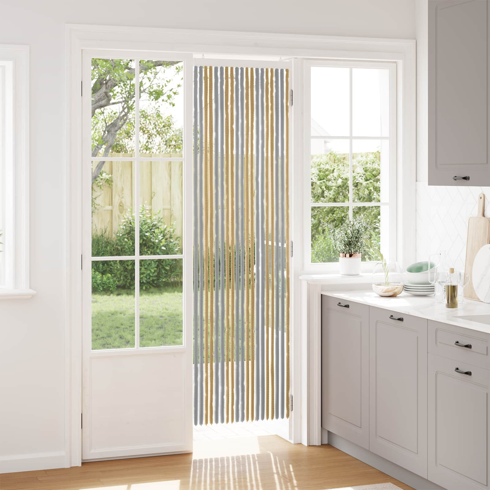 vidaXL Insektenschutzvorhang Chenille Grau und Beige 56 x 200 cm