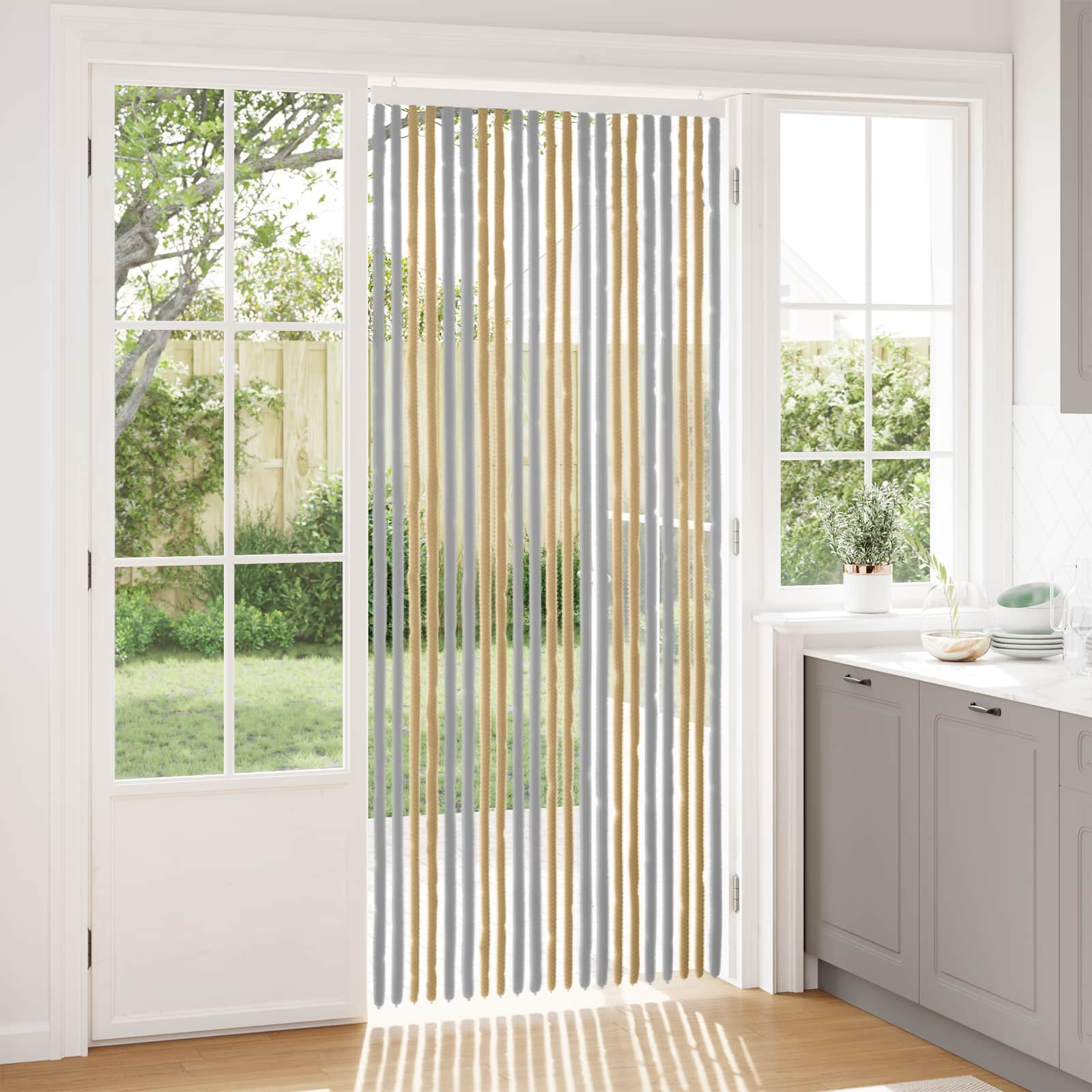 vidaXL Insektenschutzvorhang Chenille Grau und Beige 90 x 220 cm