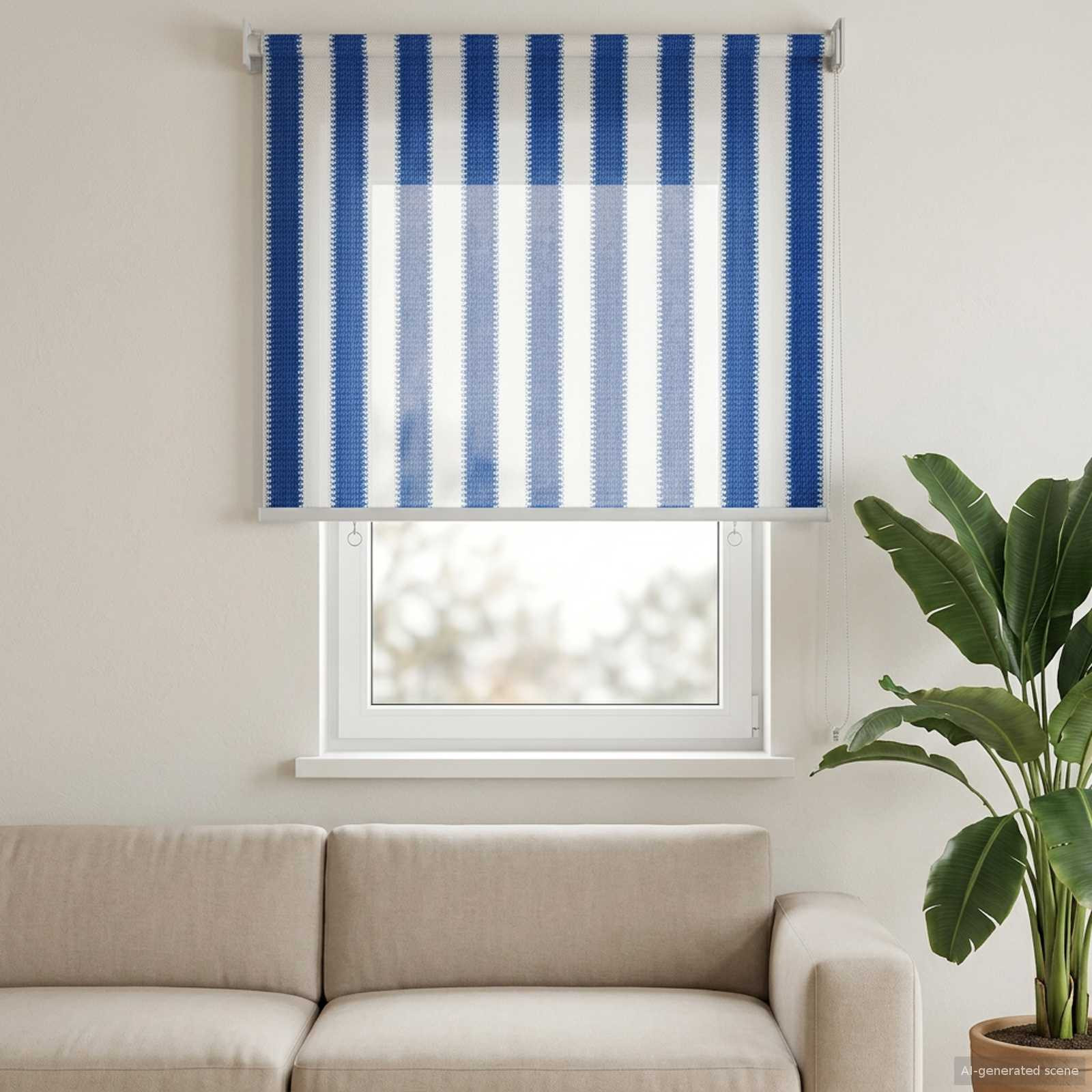 vidaXL Außenrollo 90% UV-Block Blau-weiß gestreift 60 x 140 cm HDPE