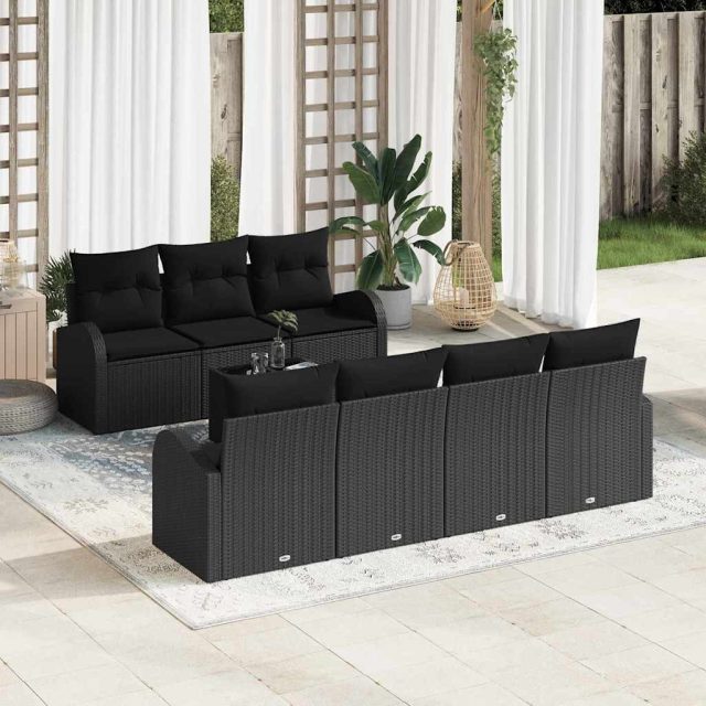 vidaXL Gartensofa-set Schwarz 55 x 55 x 37 cm Poly-Rattan
