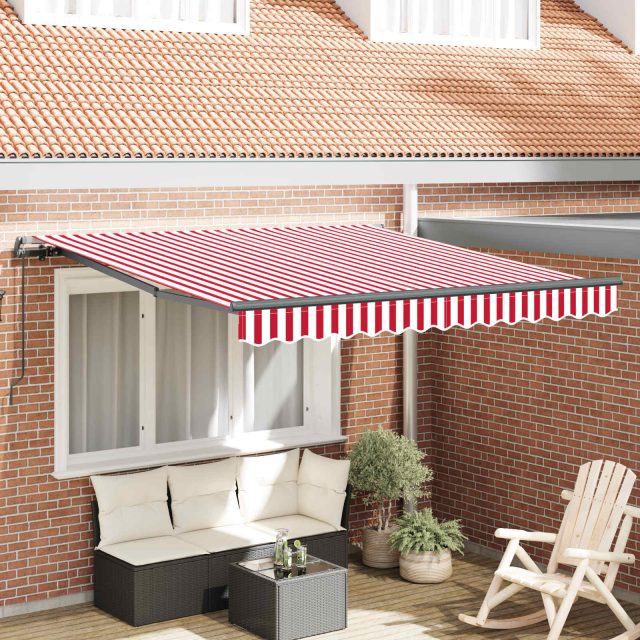 vidaXL Ausziehbare Markise Rot und Weiß 300 x 250 cm