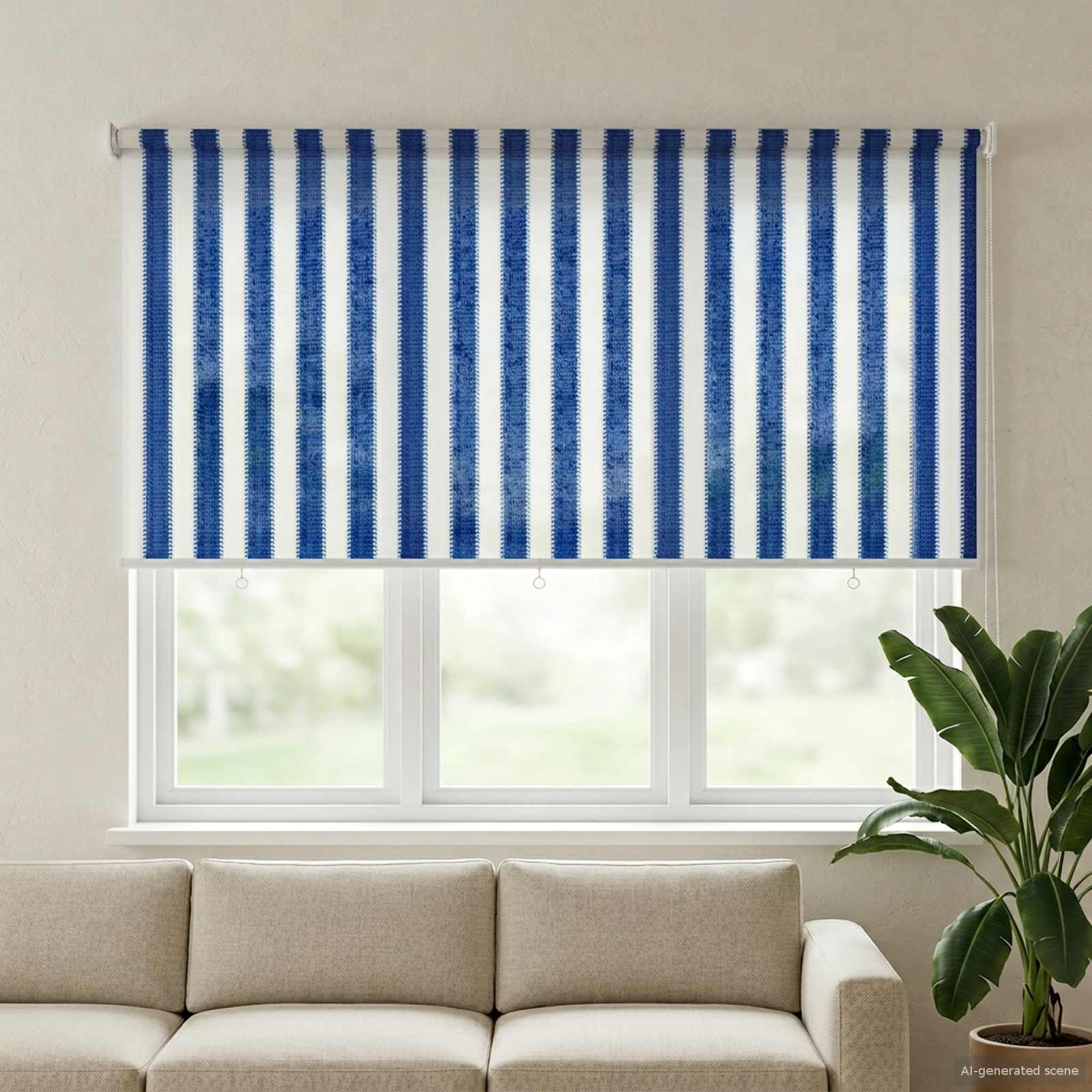 vidaXL Außenrollo 90% UV-Block Blau-weiß gestreift 160 x 140 cm HDPE