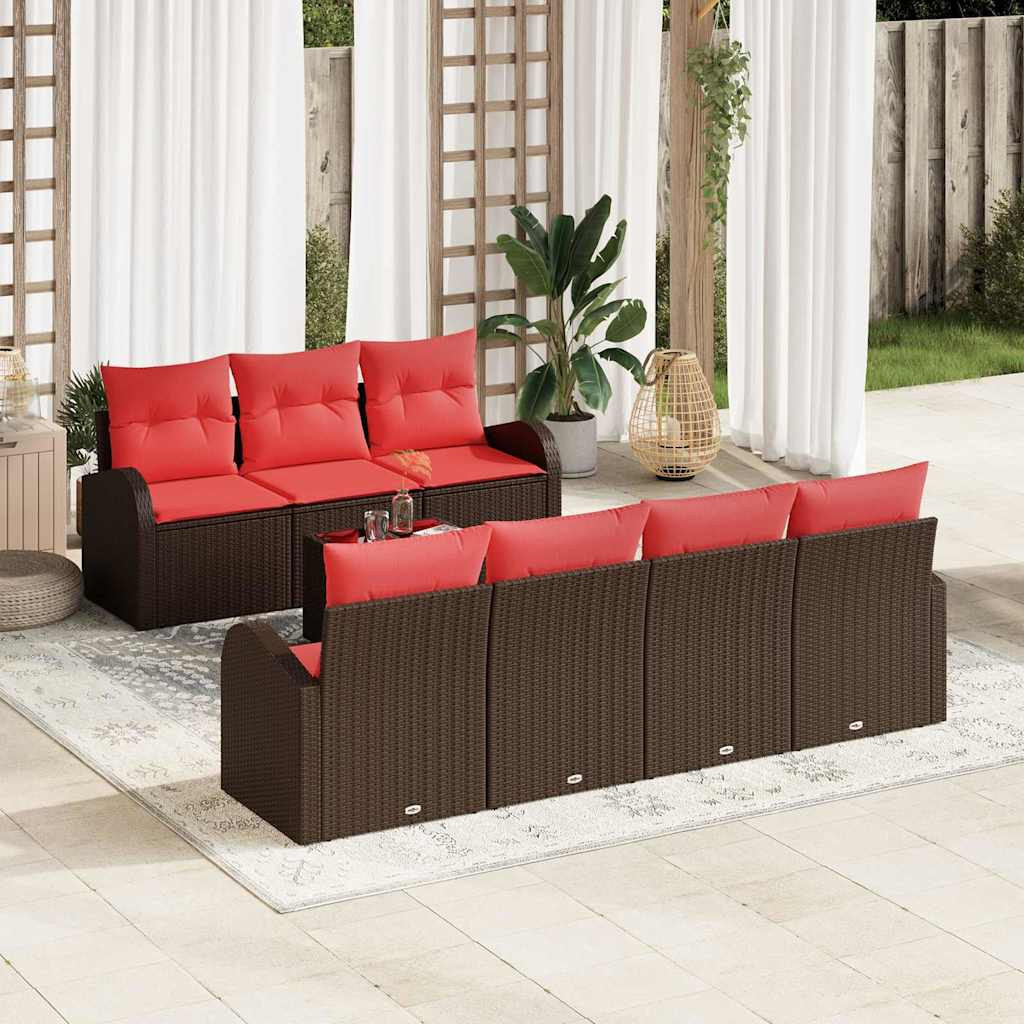 vidaXL Sofa Set 8 pcs Braun und Rot Polyester