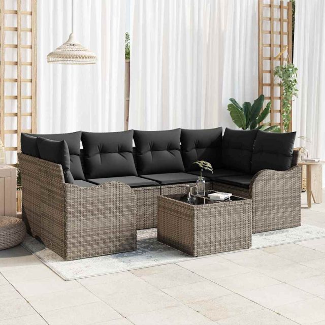 vidaXL Gartensofa-set Grau 55 x 55 x 37 cm Poly-Rattan
