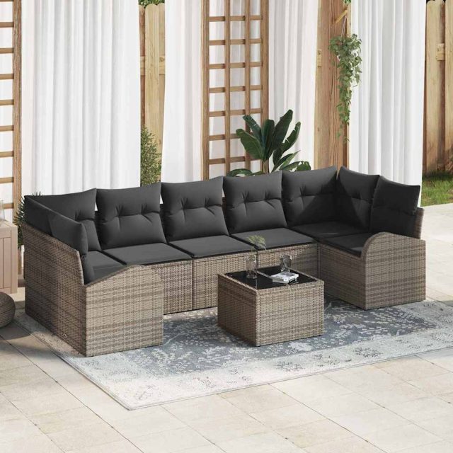 vidaXL Gartensofa-set Grau 55 x 55 x 37 cm Poly-Rattan