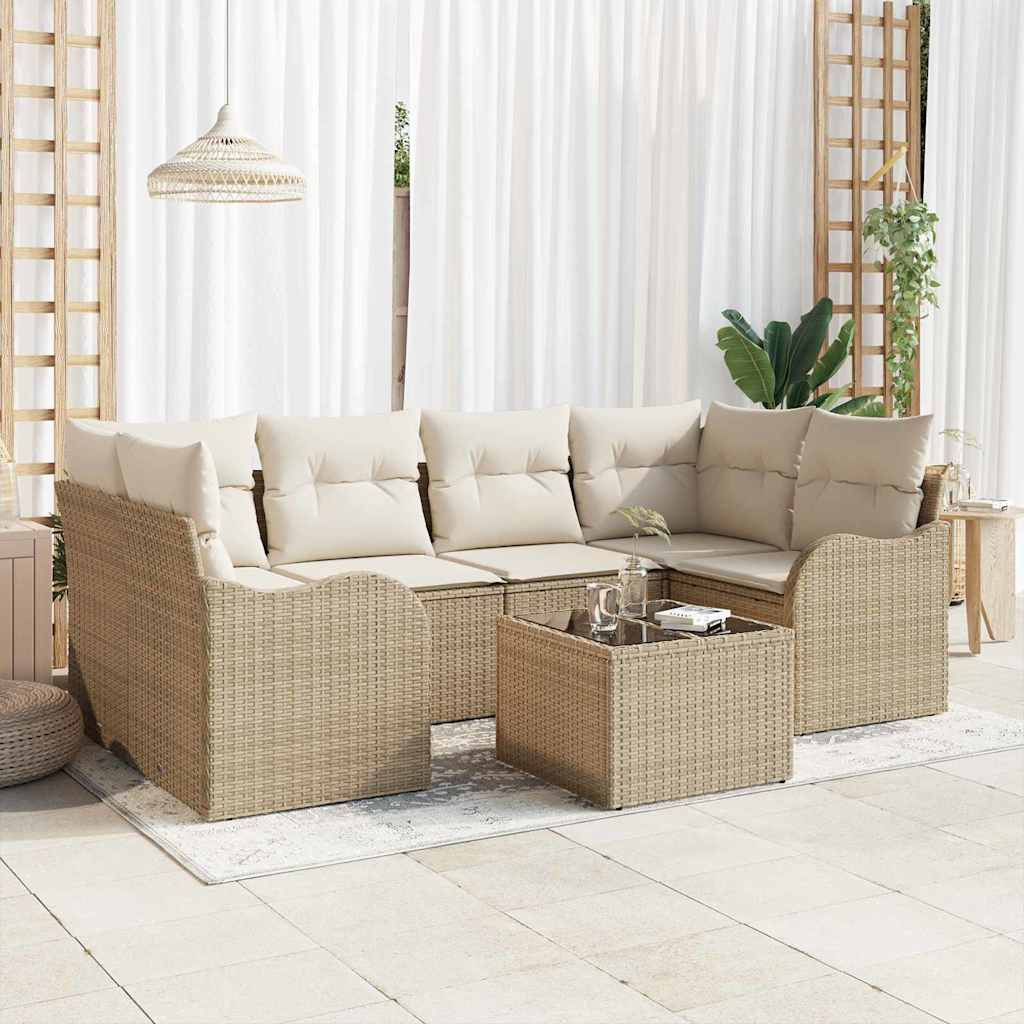 vidaXL Gartensofa-set Beige 55 x 55 x 37 cm Poly-Rattan