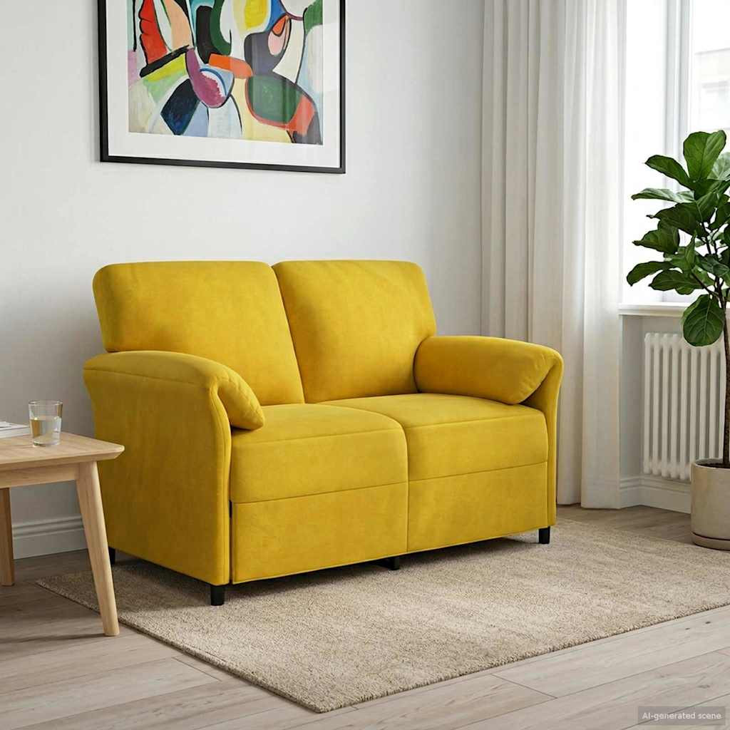 vidaXL 2-Sitzer Sofa Gelb 138 x 83 x 95 cm Samt