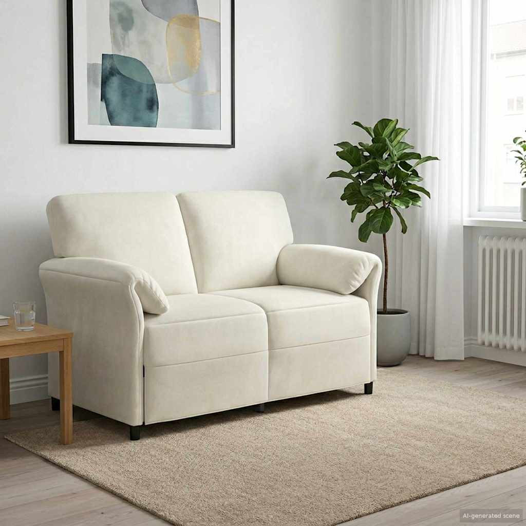 vidaXL 2-Sitzer Sofa Creme 138 x 83 x 95 cm Samt