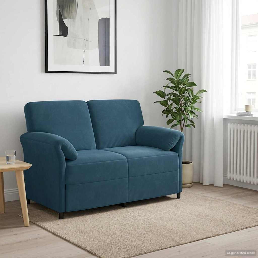 vidaXL 2-Sitzer Sofa Blau 138 x 83 x 95 cm Samt