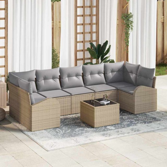 vidaXL Gartensofa-set Beige 55 x 55 x 37 cm Poly-Rattan