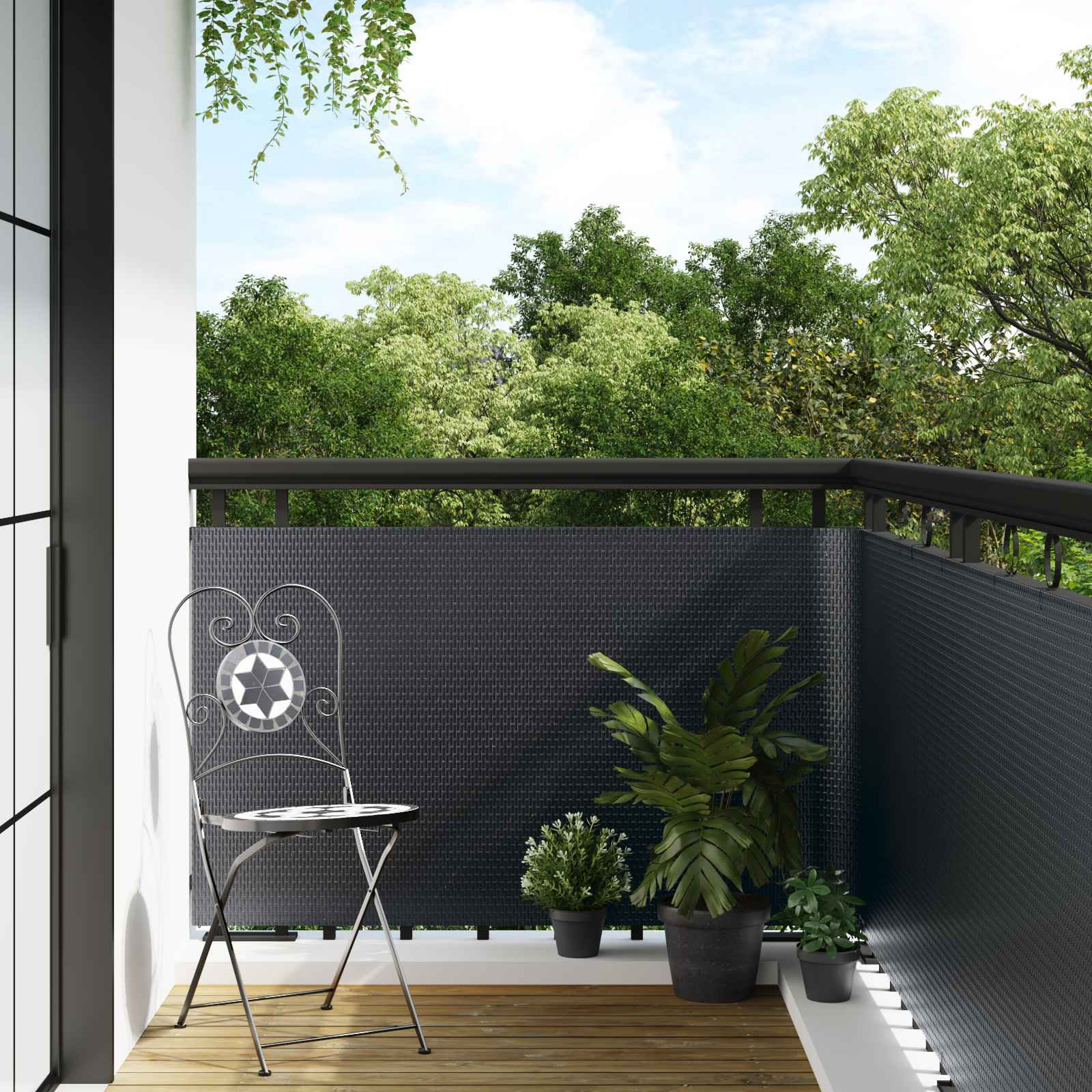 vidaXL Balkonsichtschutz Dunkelgrau 1000 x 100 cm Poly-Rattan