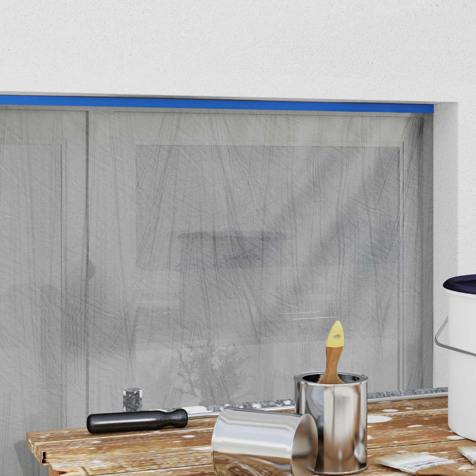vidaXL Abdeckfolie mit Klebeband 6 pcs Transparent und Blau